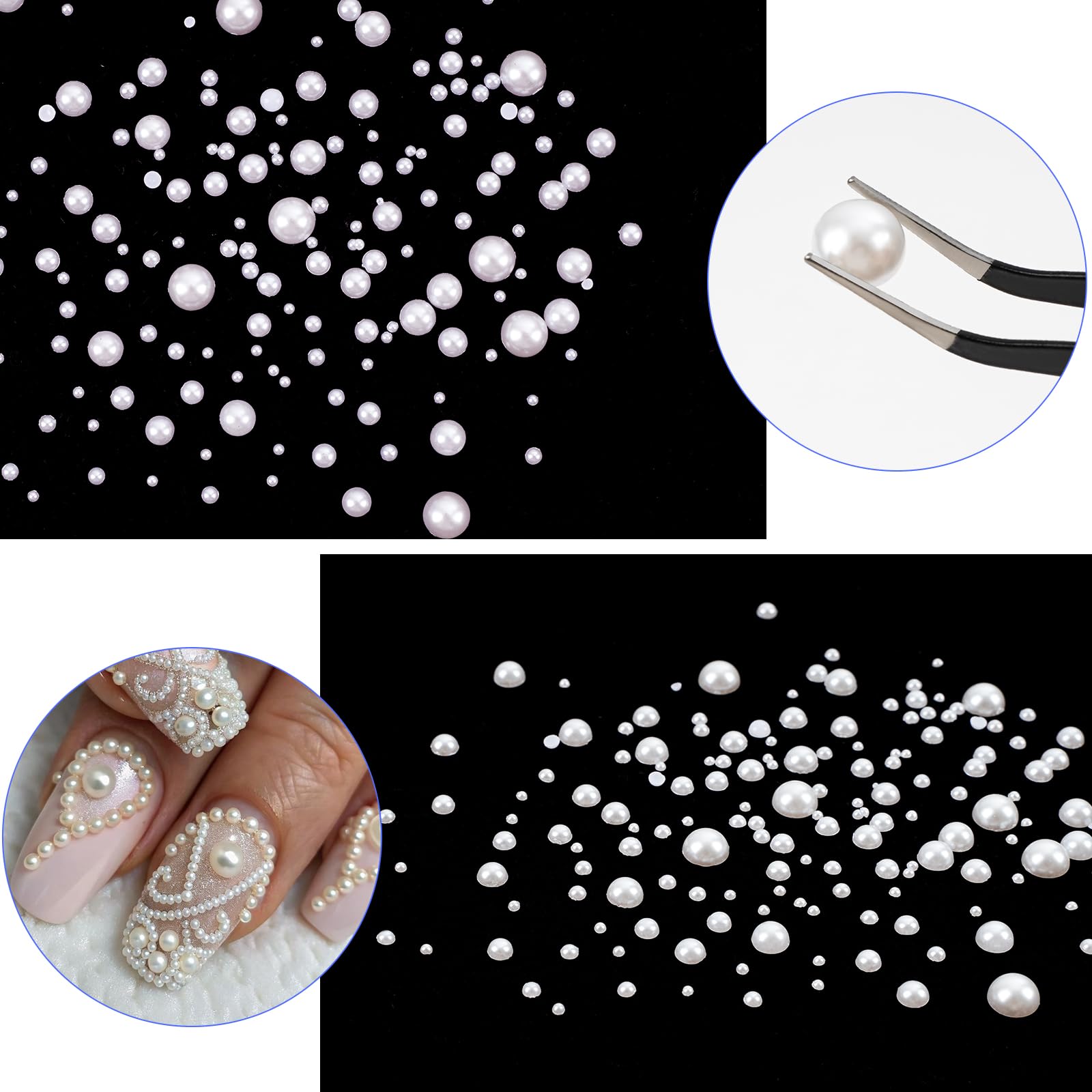 Flatback pearls displayed on tumblers and shoes for DIY decoration