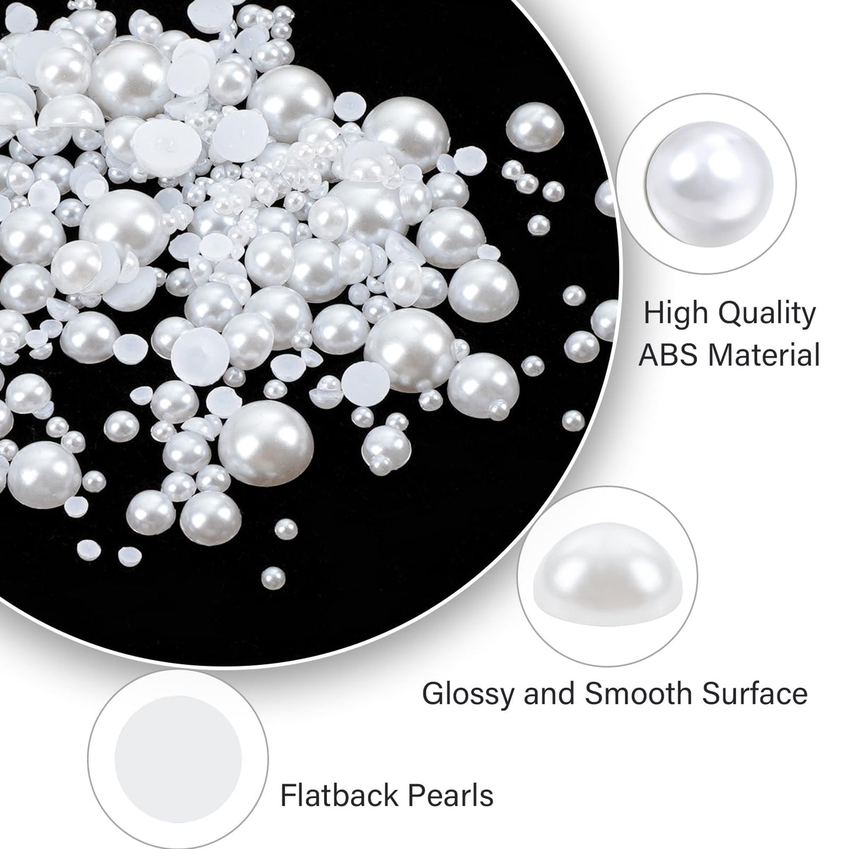 Flatback pearls displayed for nail art