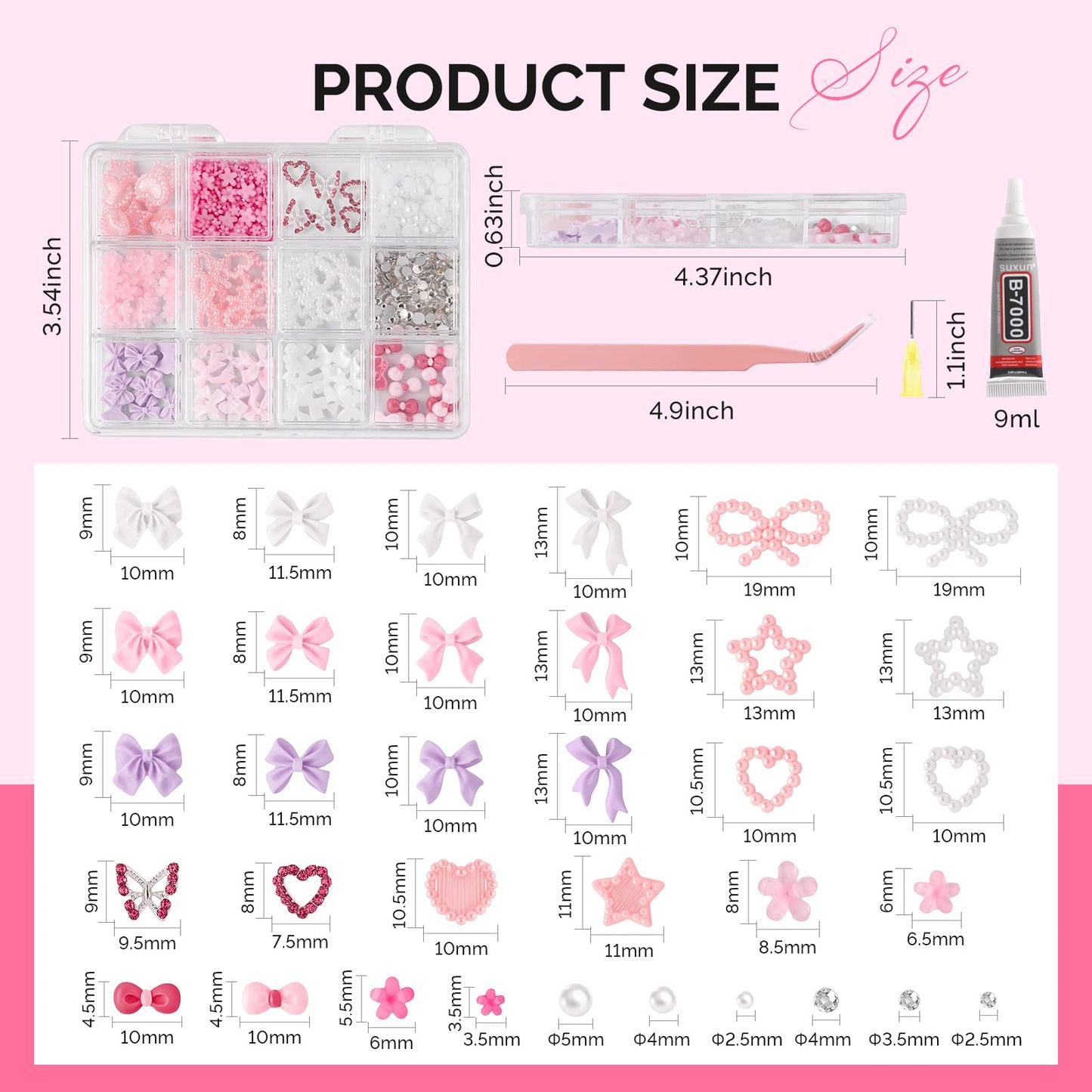 MelodySusie nail art kit with pink tweezers and embellishment tool