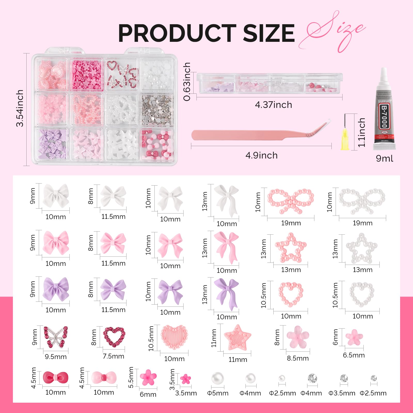 MelodySusie nail art kit with pink tweezers and embellishment tool