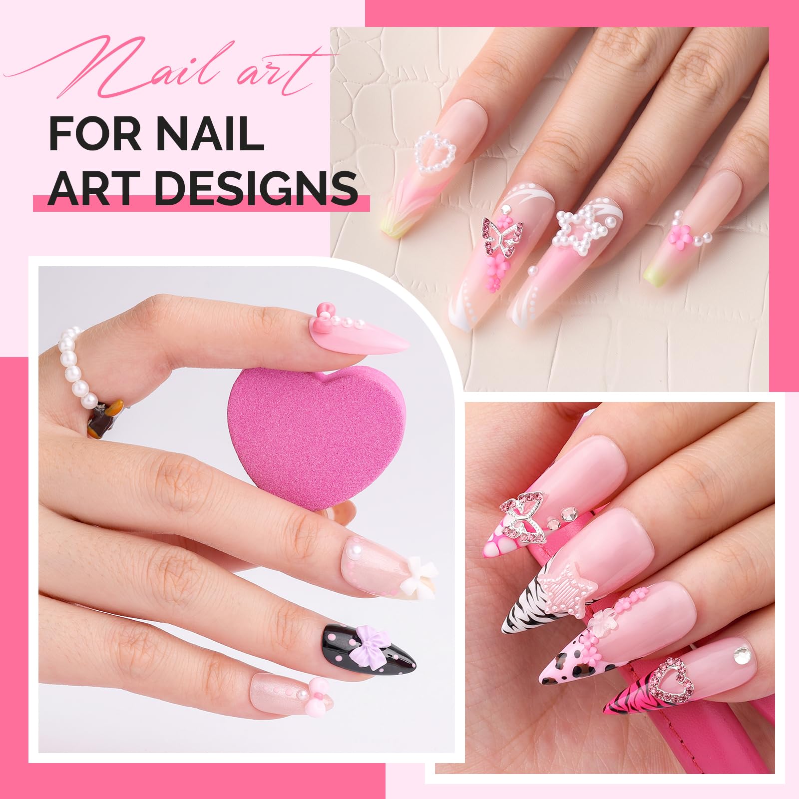 Detailed view of the 12-grid storage container for nail decorations