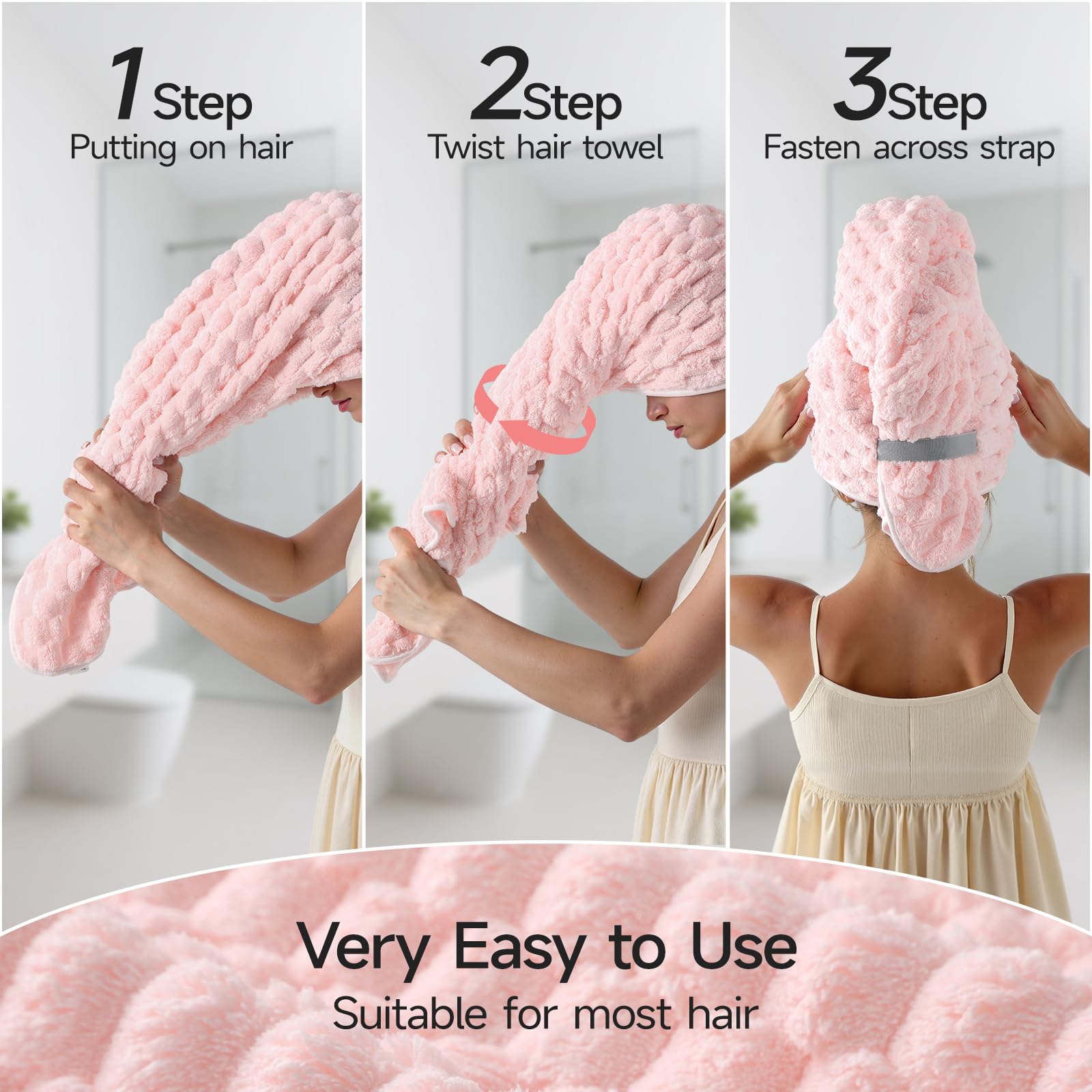 Redkiss extra large hair drying towel with elastic strap