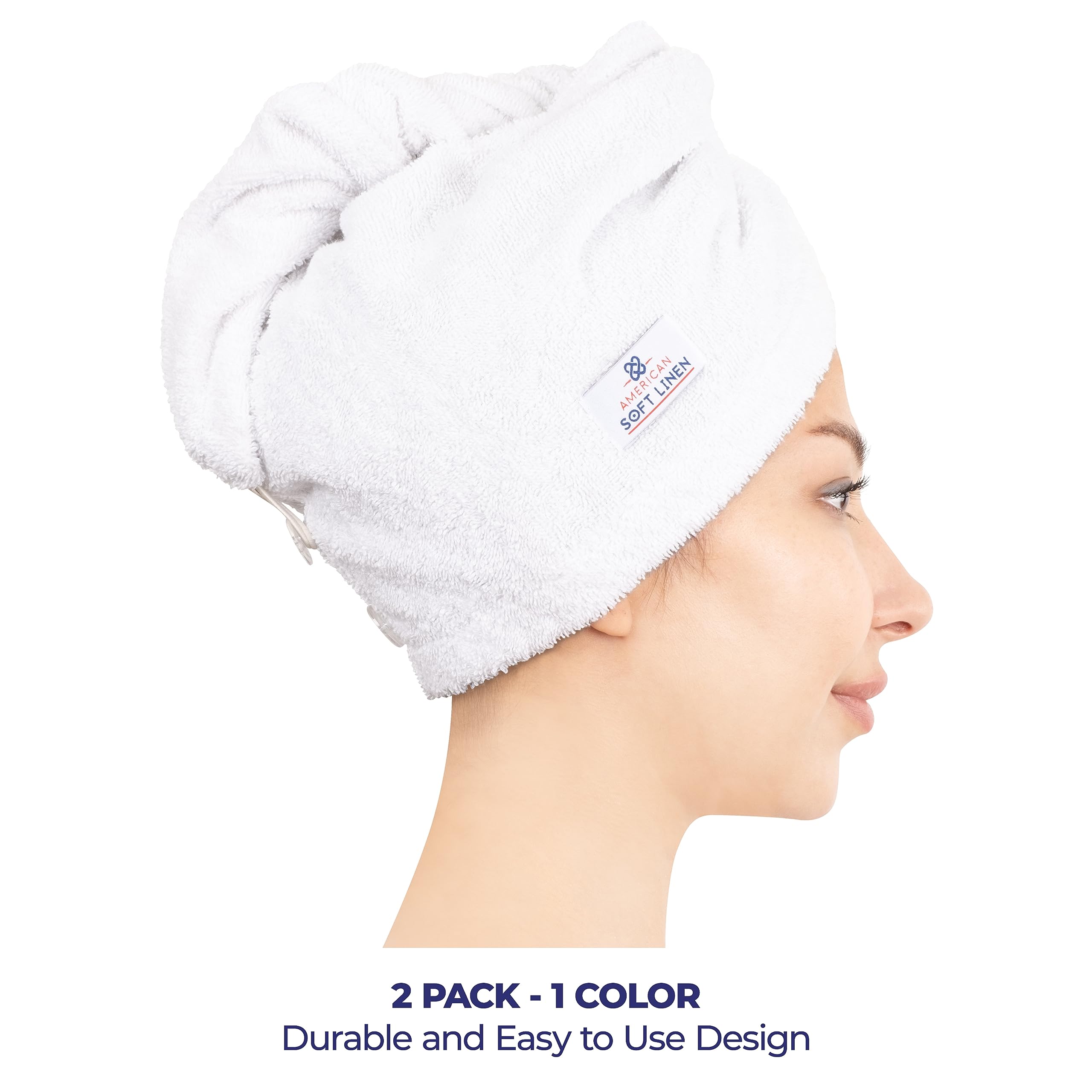 Two pack white cotton hair turban wrap for women