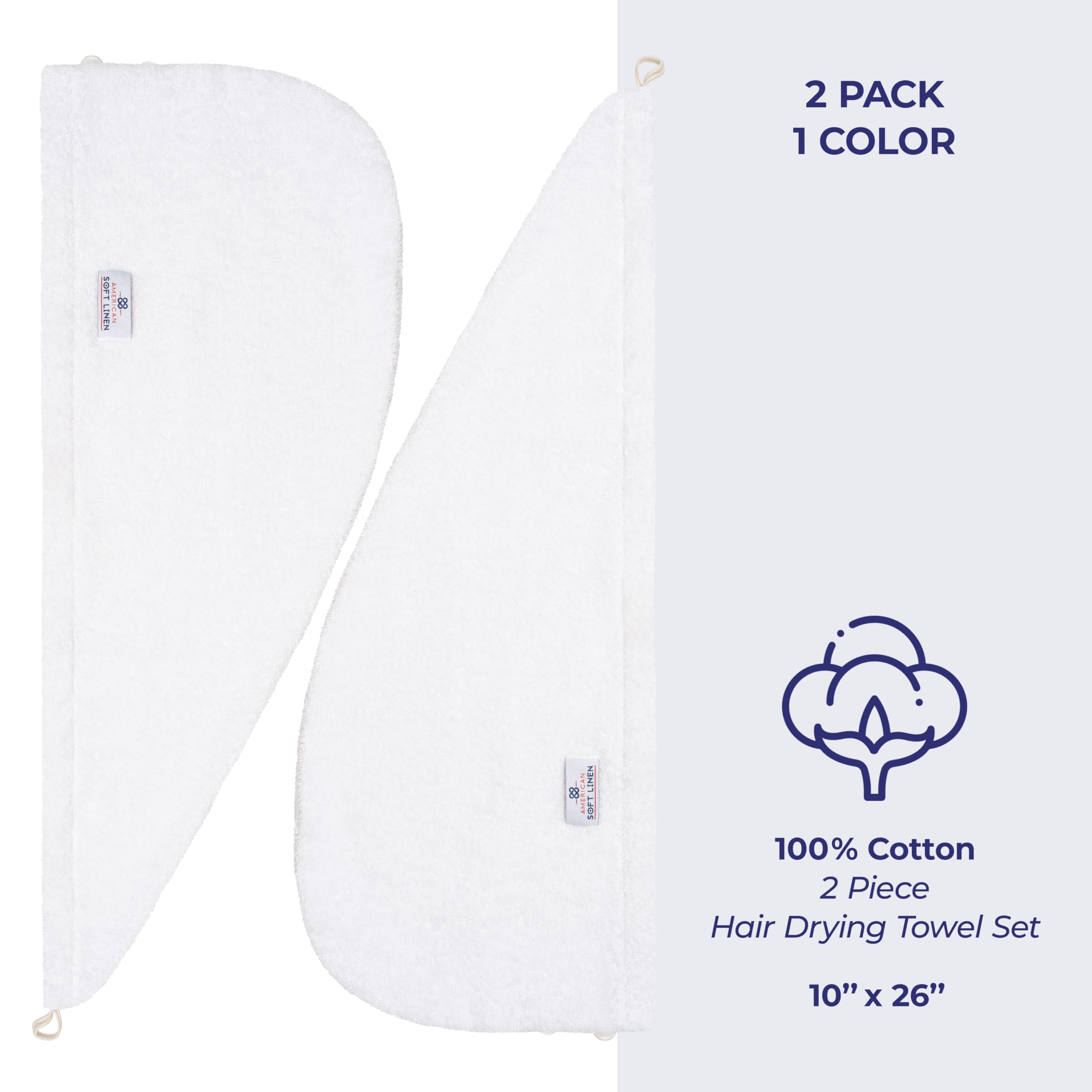 Soft and absorbent white hair towel for long curly hair