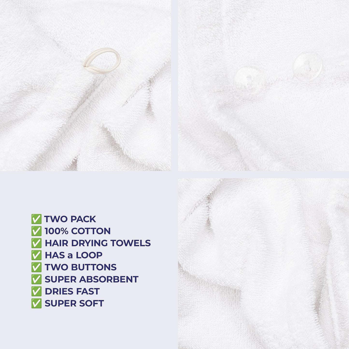Close up of 100% cotton fabric texture on hair towel