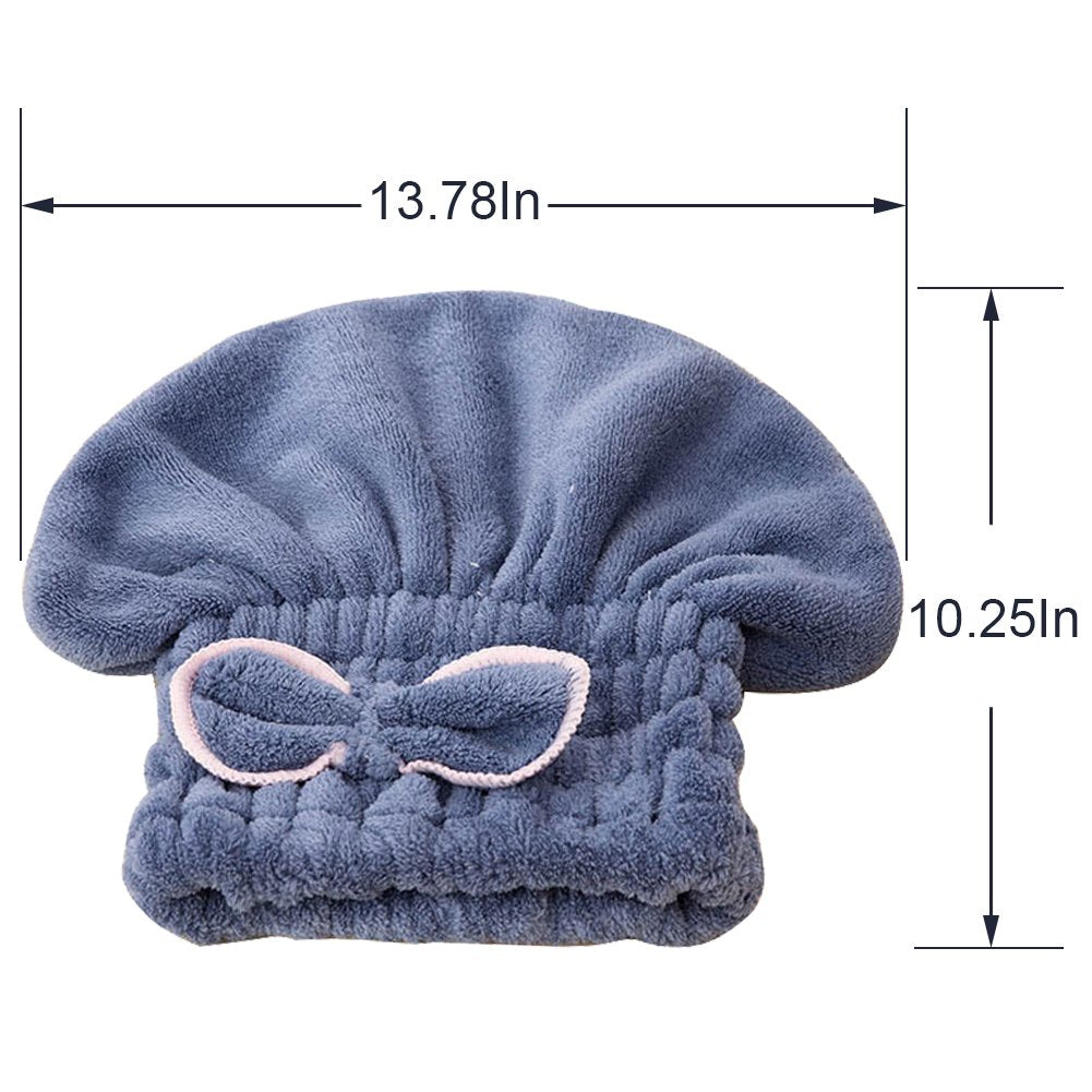 Microfiber hair drying cap demonstrating secure button closure