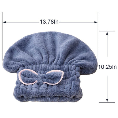 Microfiber hair drying cap demonstrating secure button closure