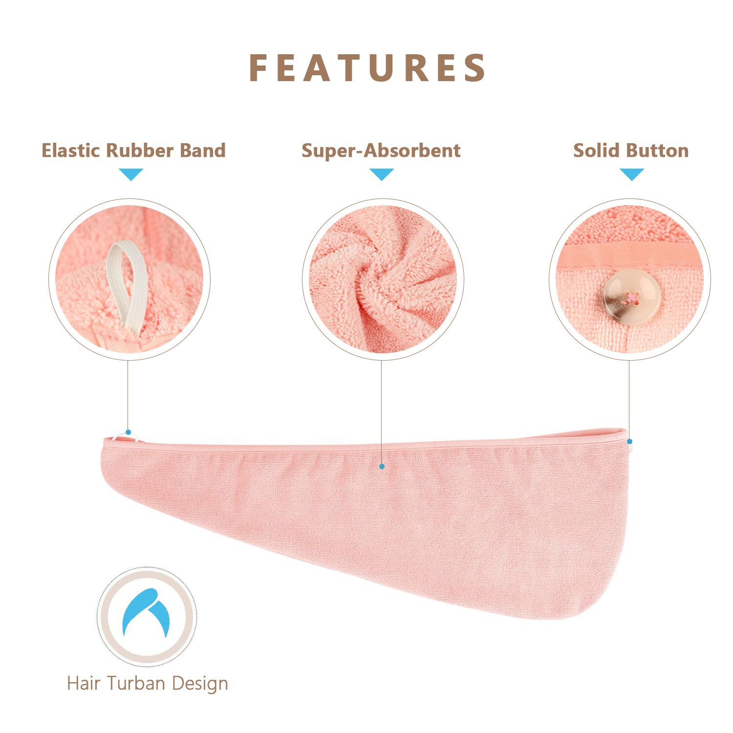 Aidea hair towel turban with button closure detail