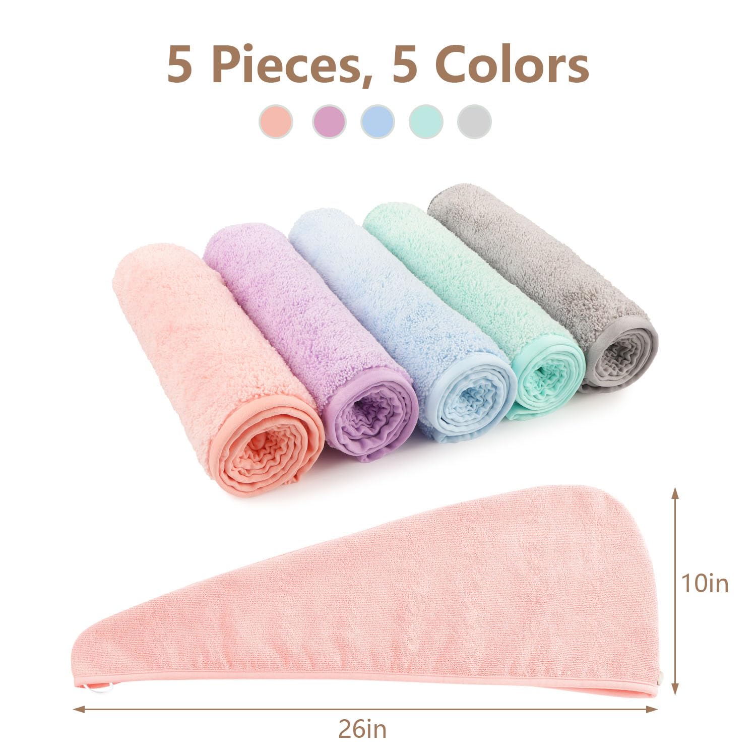 Stack of colorful Aidea microfiber hair wraps