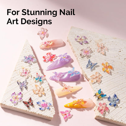 Full set of 100 pieces nail charms with applicator tool