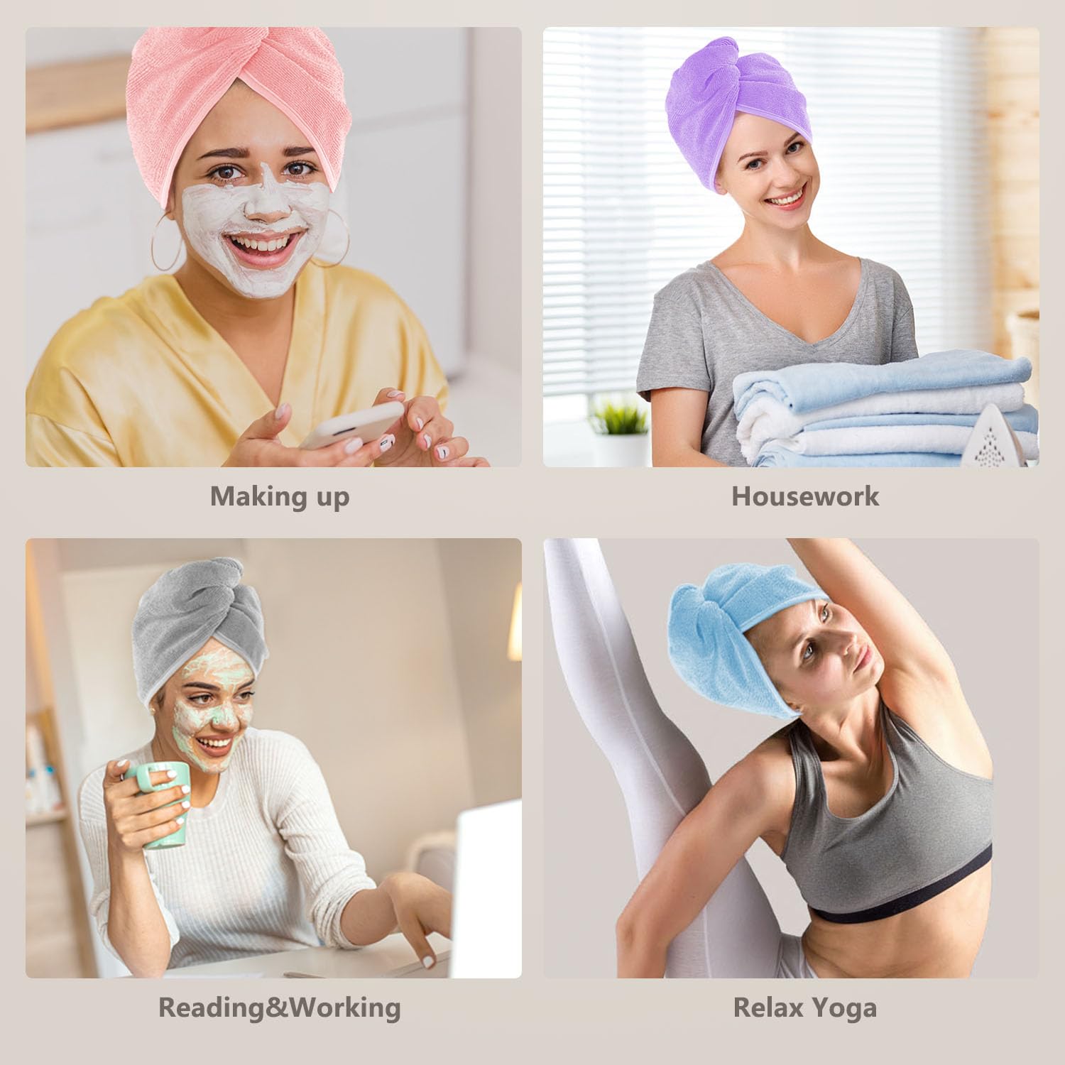 Aidea hair towel wrap showing secure loop and button mechanism