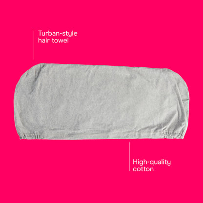 Conair hair turban showing twist and secure loop closure