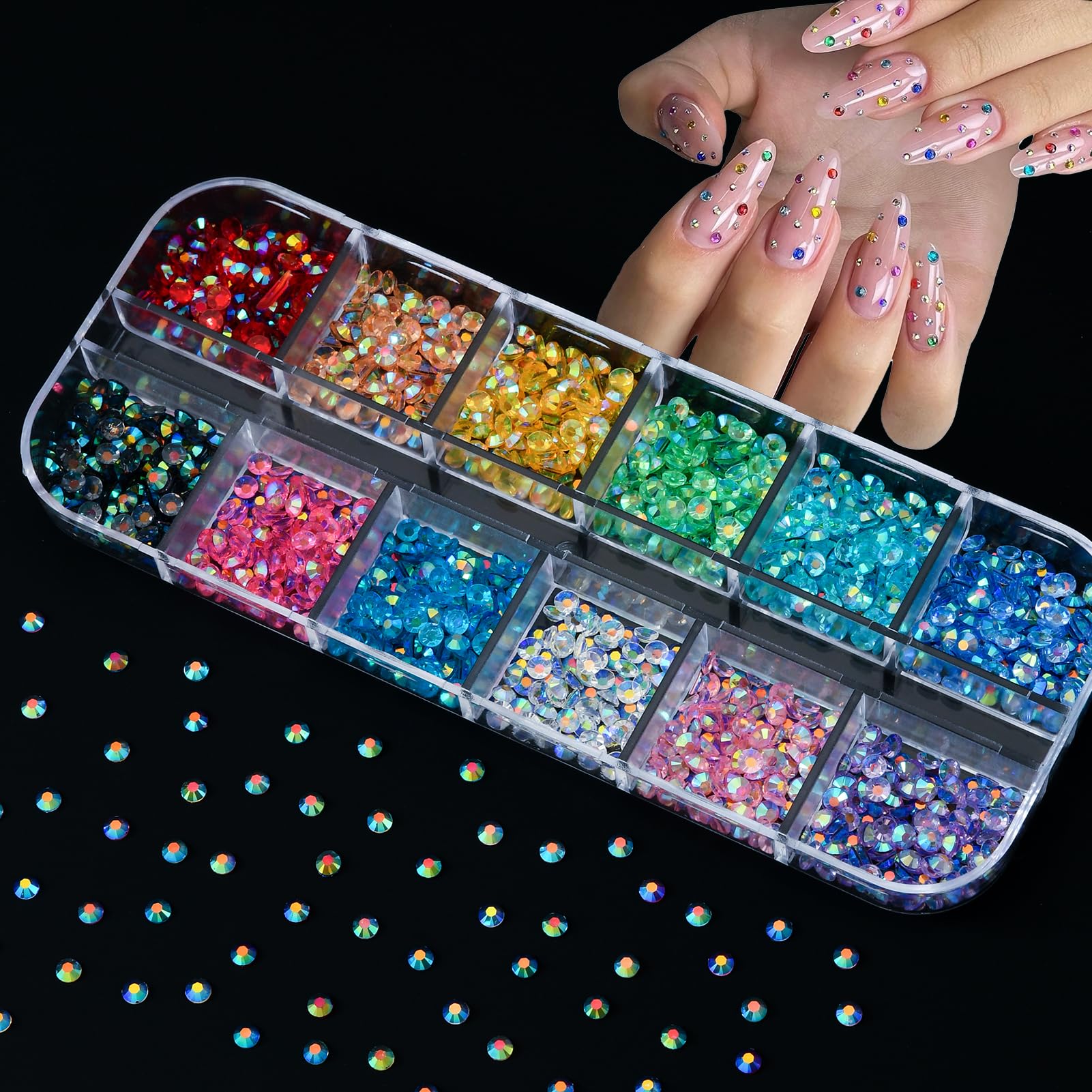 Close up of 3D flower and pearl nail art accessories