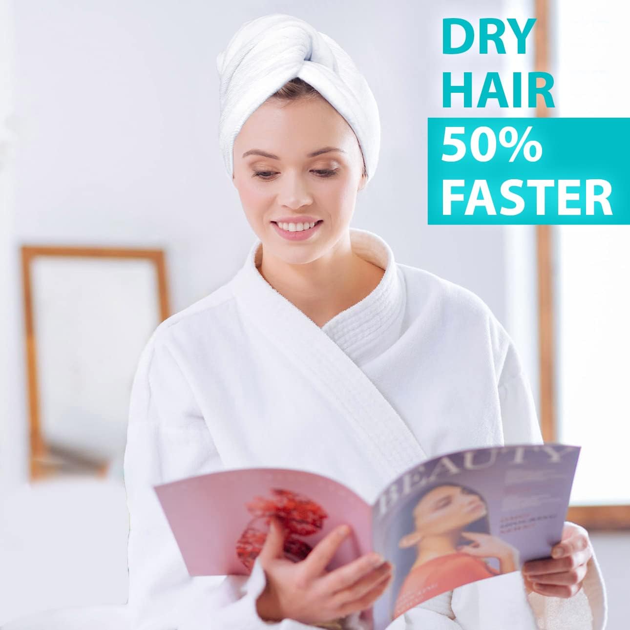 Side view of Bondi Home and Spa extra large hair towel