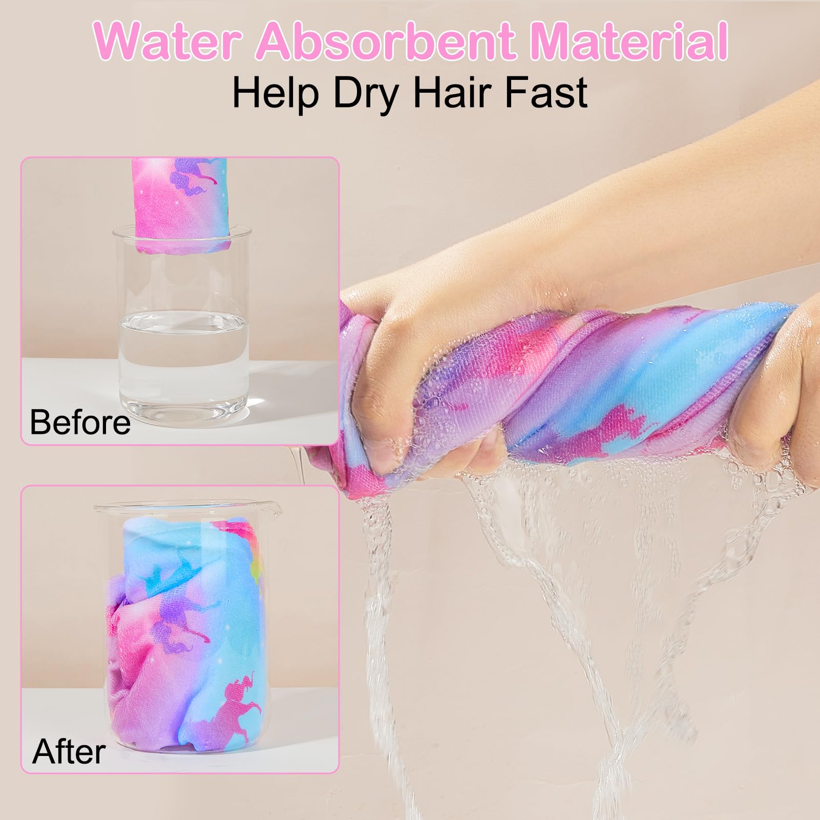 Two pack rapid drying hair turban for girls with button closure