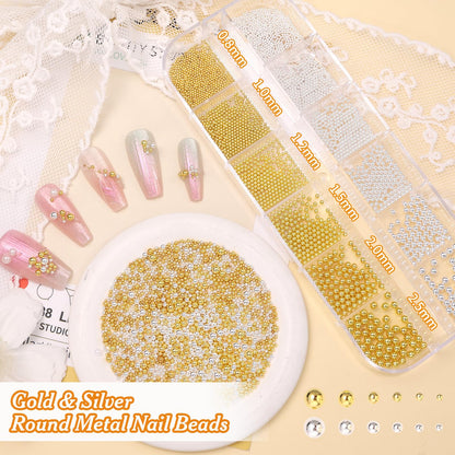 Close up of gold and silver metal nail art chains