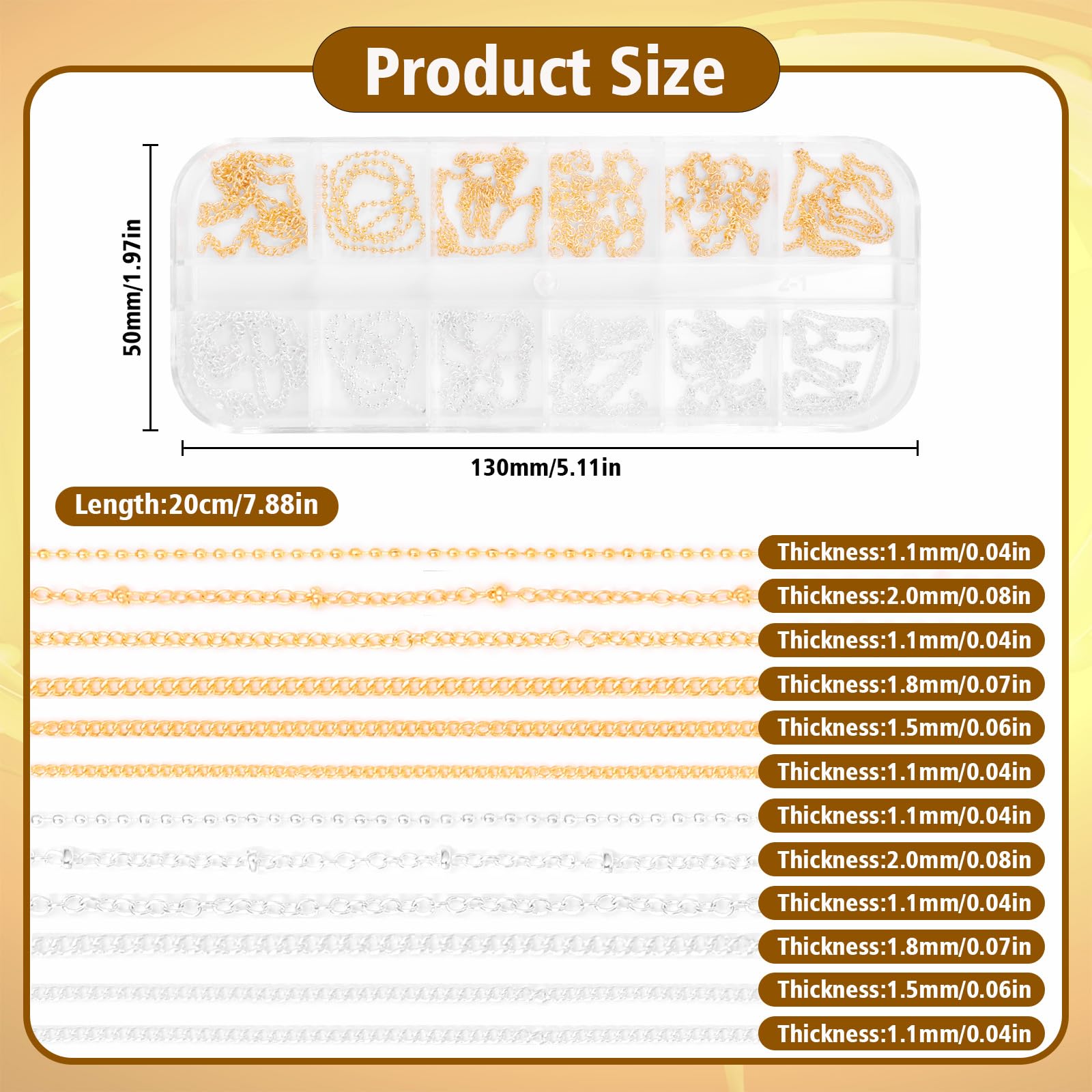 Assorted sizes of gold and silver caviar steel balls for nails
