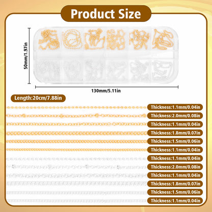 Assorted sizes of gold and silver caviar steel balls for nails