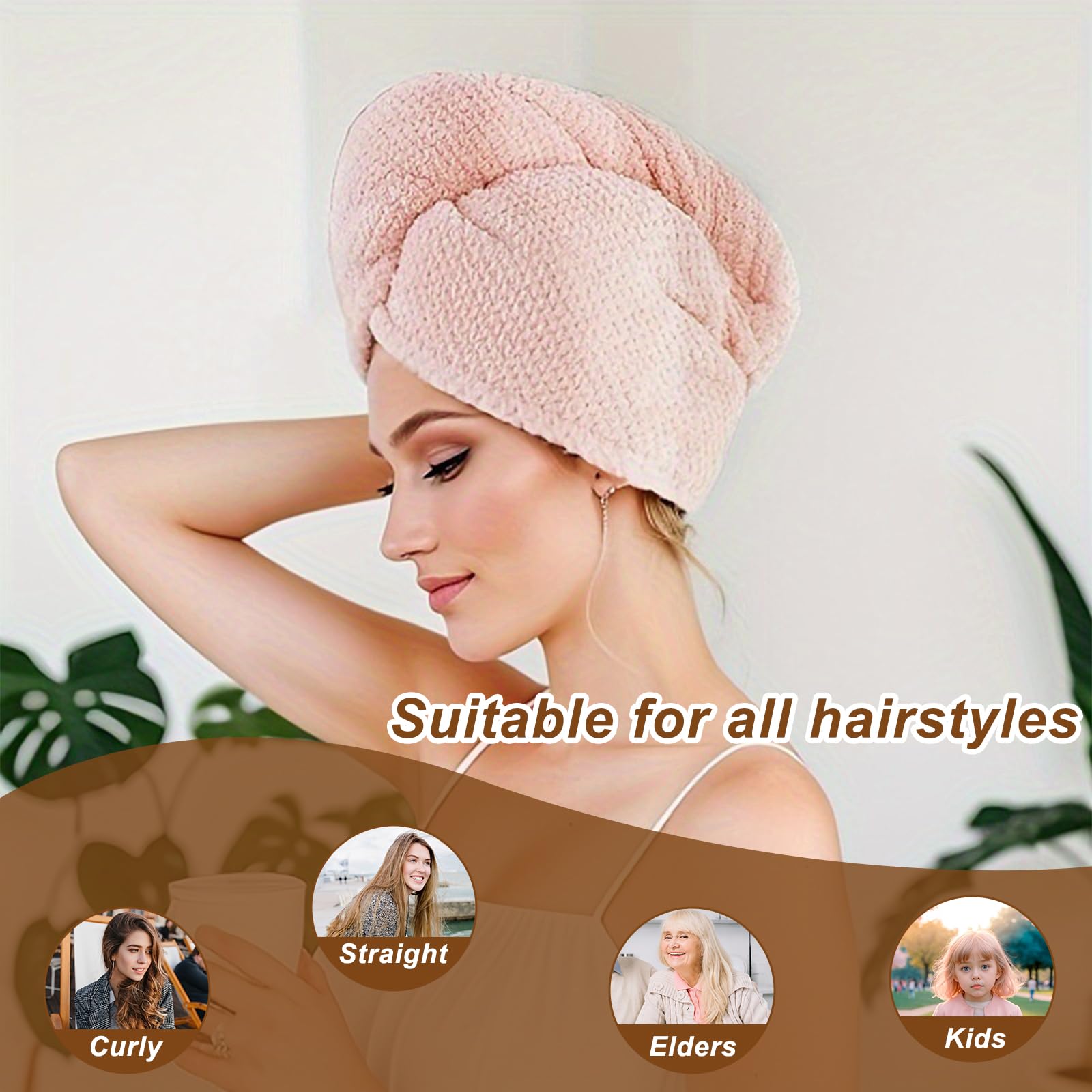 Woman wearing Kldnkig microfiber hair turban after shower