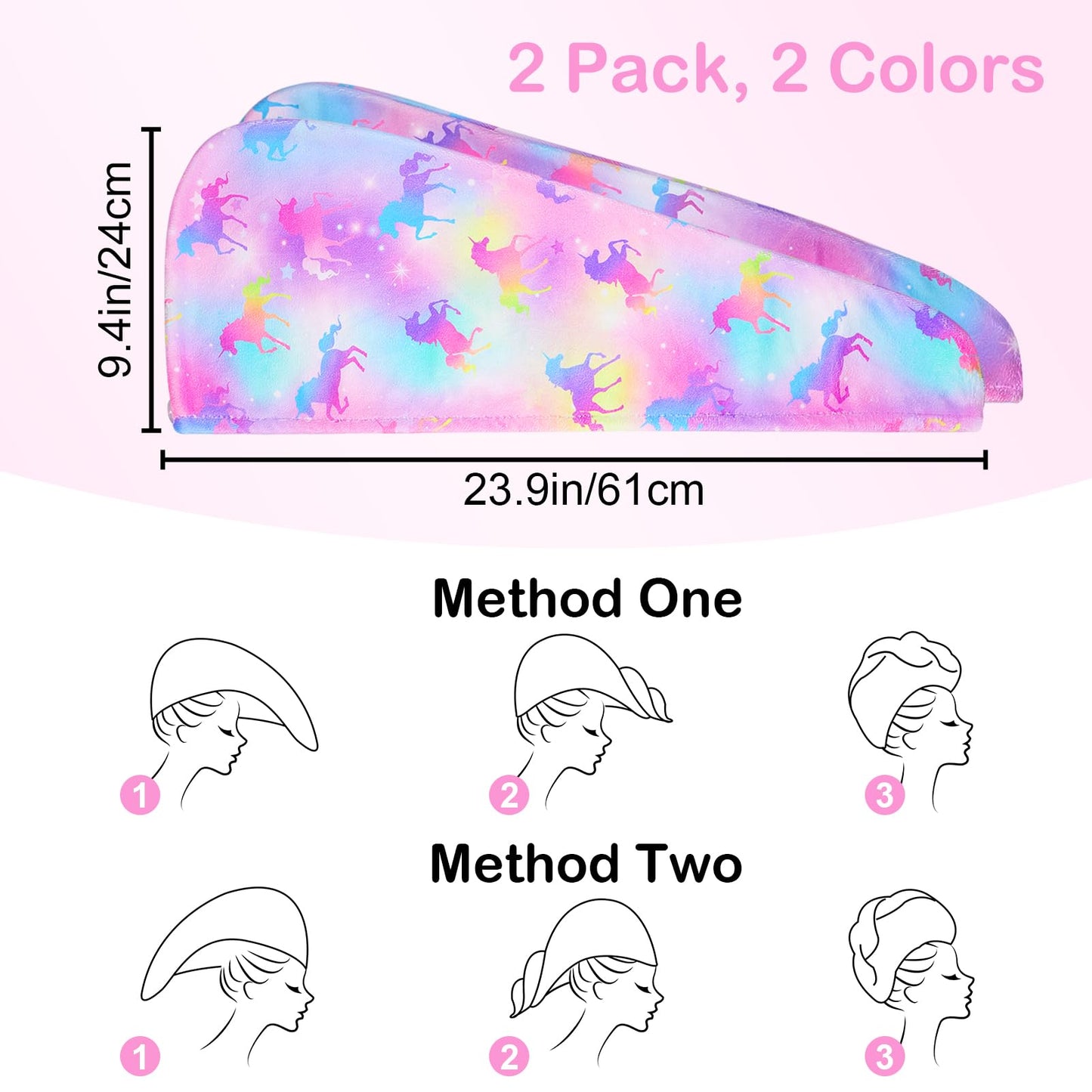 Instructions for using the button and loop hair towel wrap
