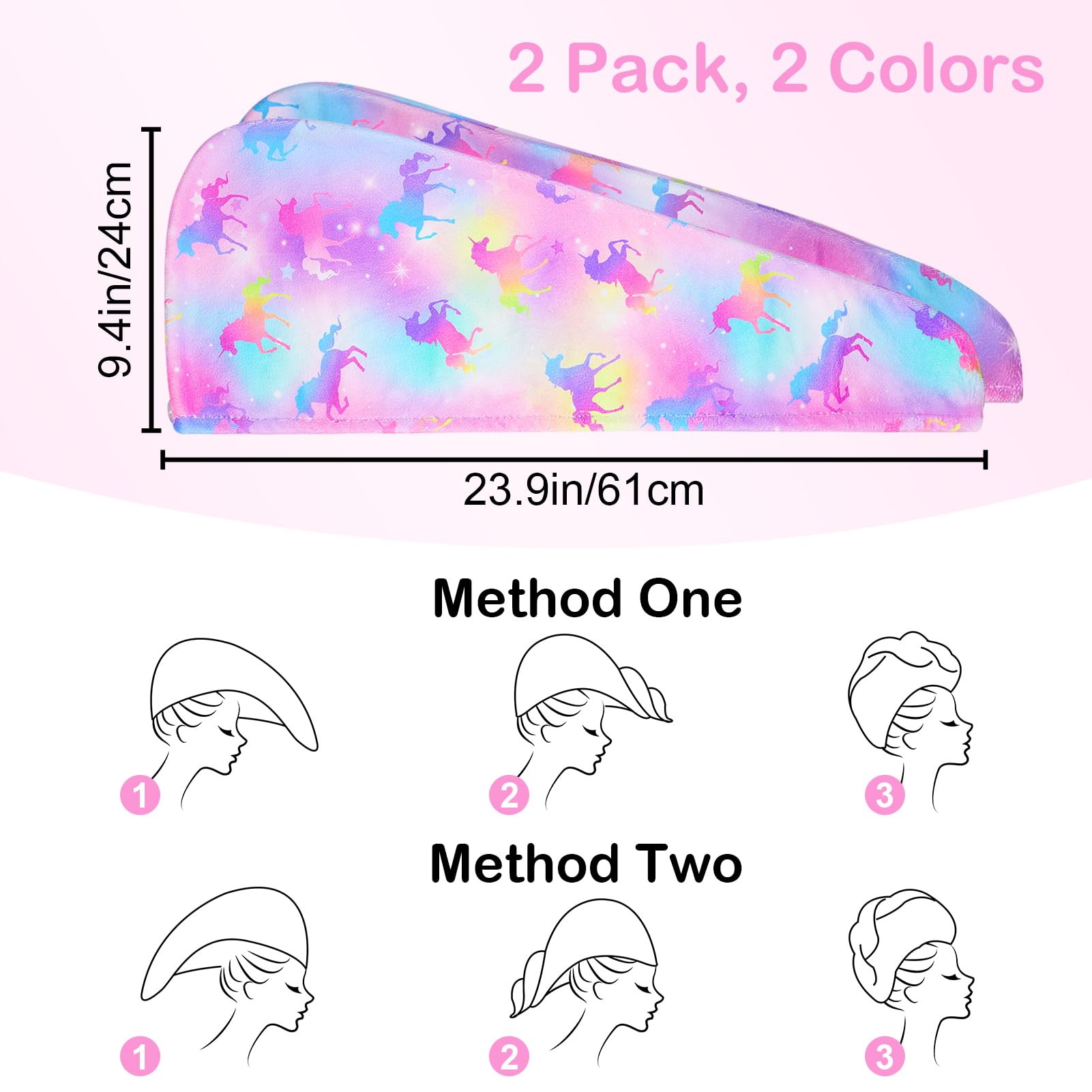 Instructions for using the button and loop hair towel wrap