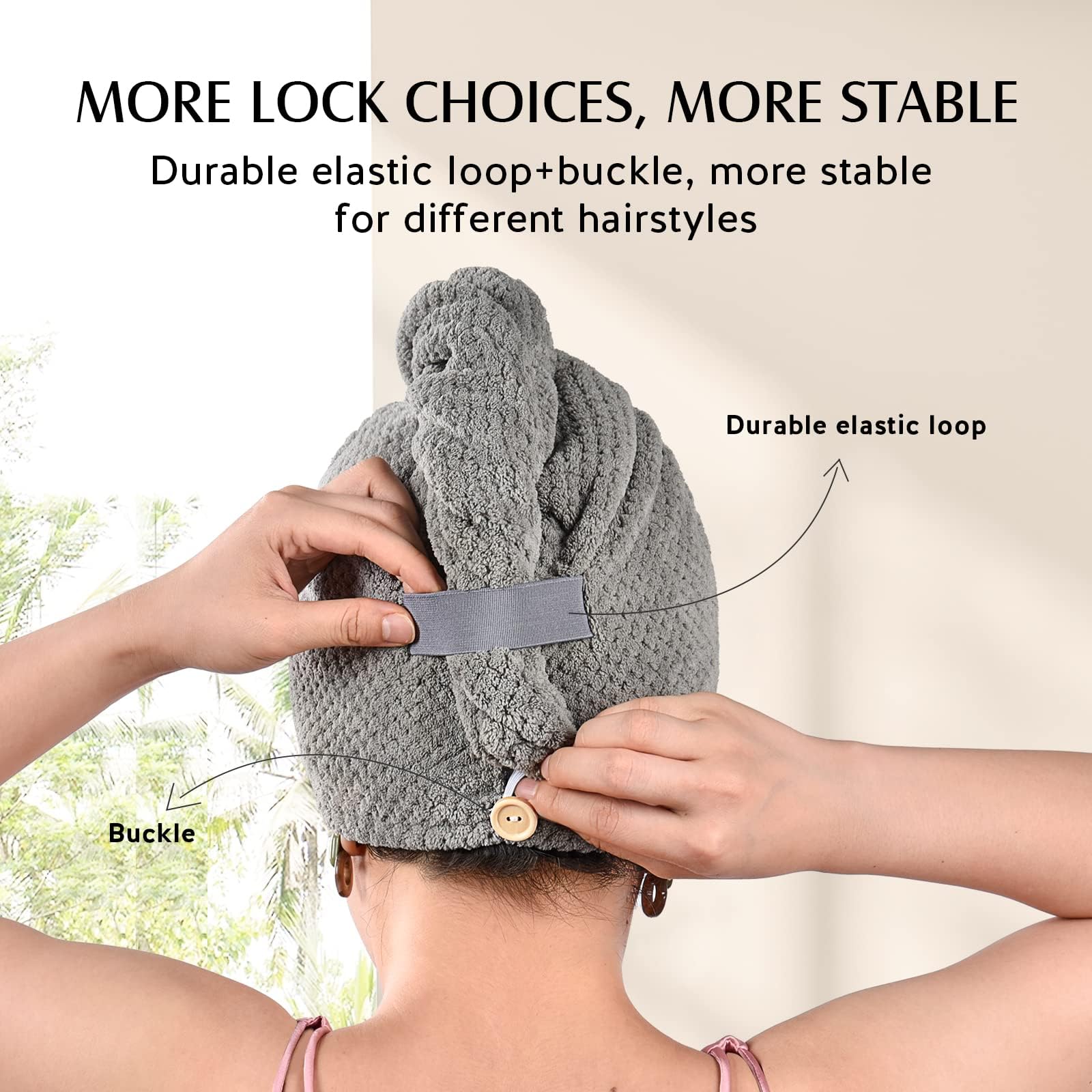 Yfong hair turban wraps in grey white and camel colors
