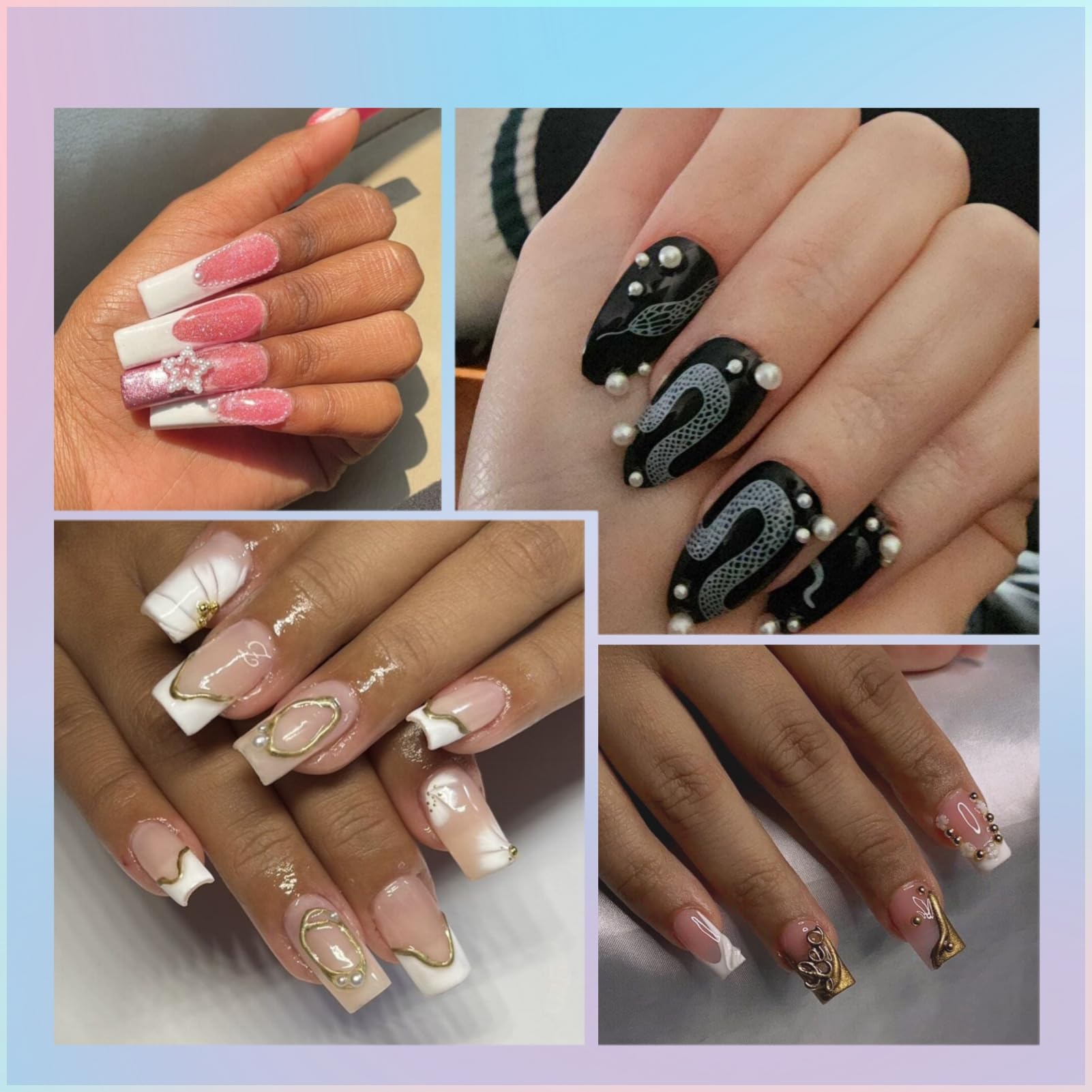 Using tweezers to apply 3D flatback beads to nail design