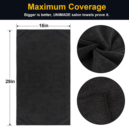 Folded Unimade microfiber barber towels in bulk stack