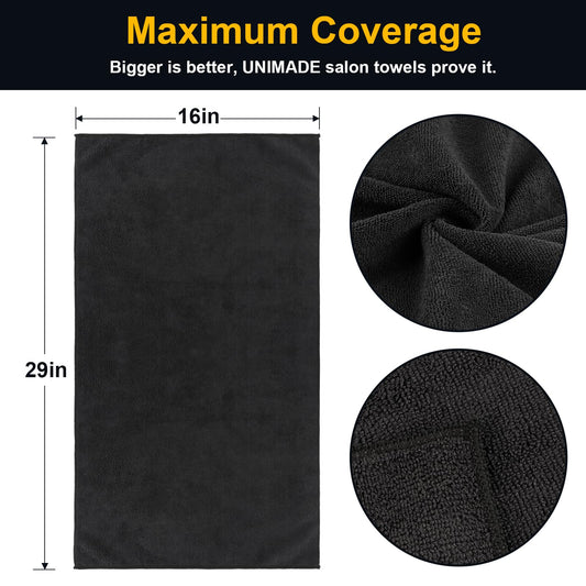 Folded Unimade microfiber barber towels in bulk stack