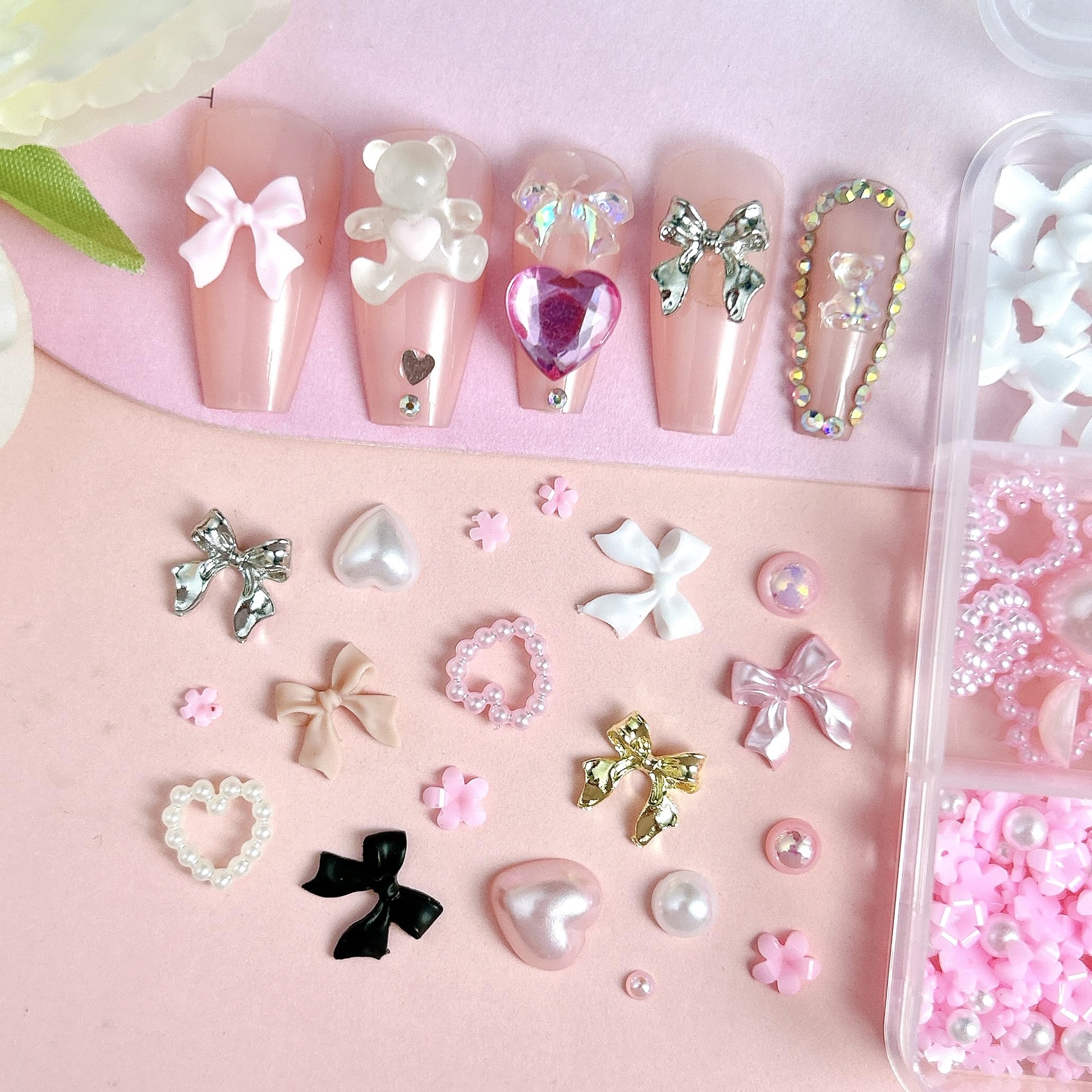 Top view of Shein 12 compartment nail art decoration set