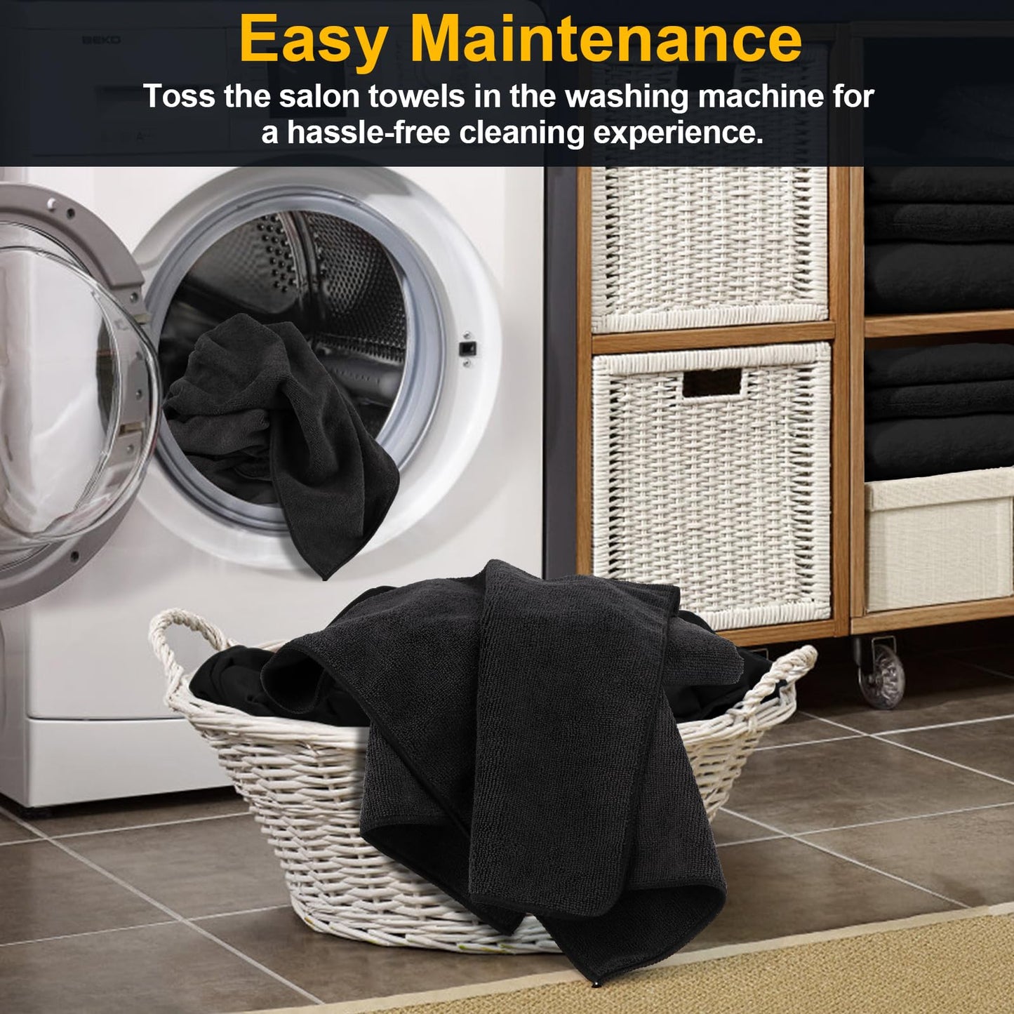 Microfiber salon towels being used for hair drying