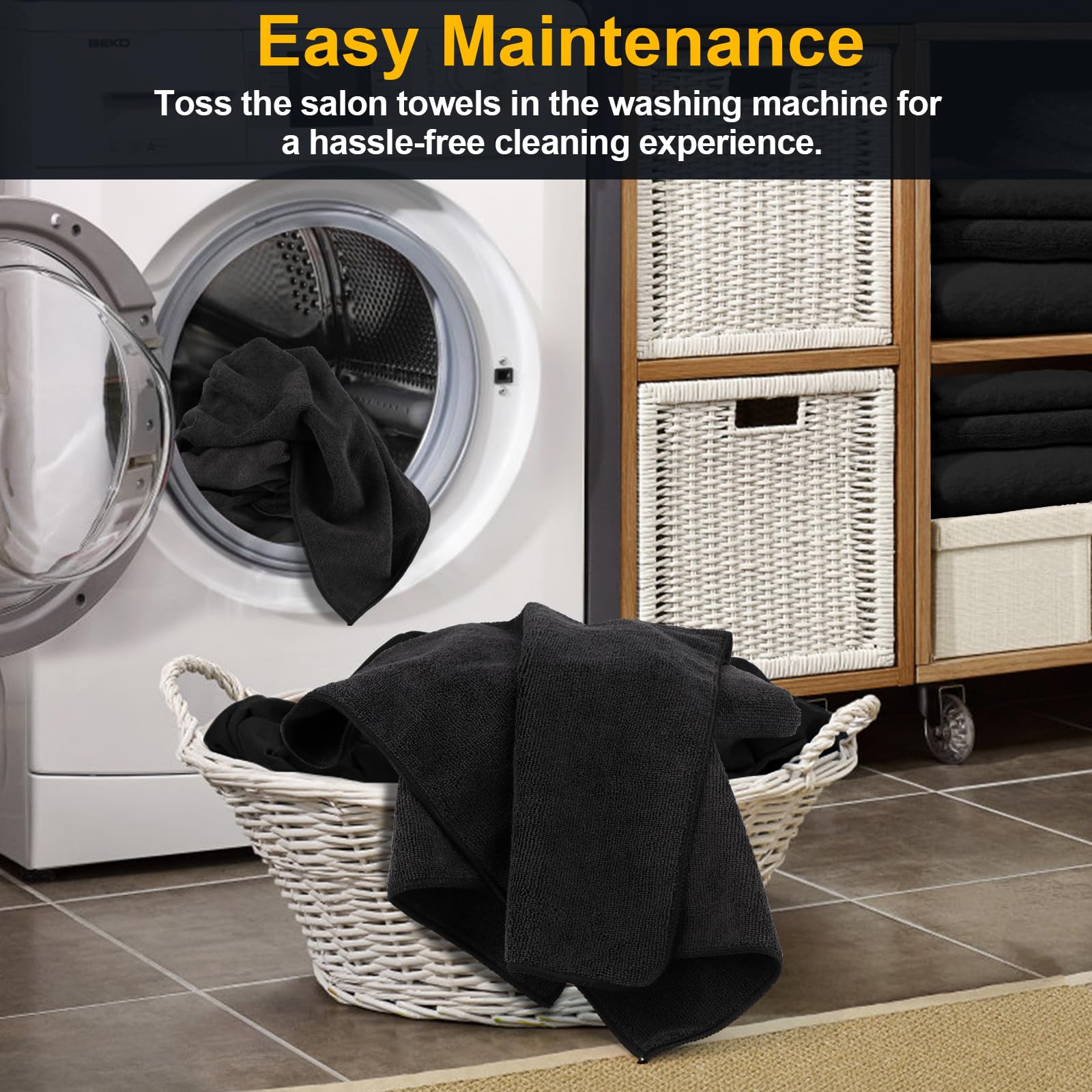 Microfiber salon towels being used for hair drying