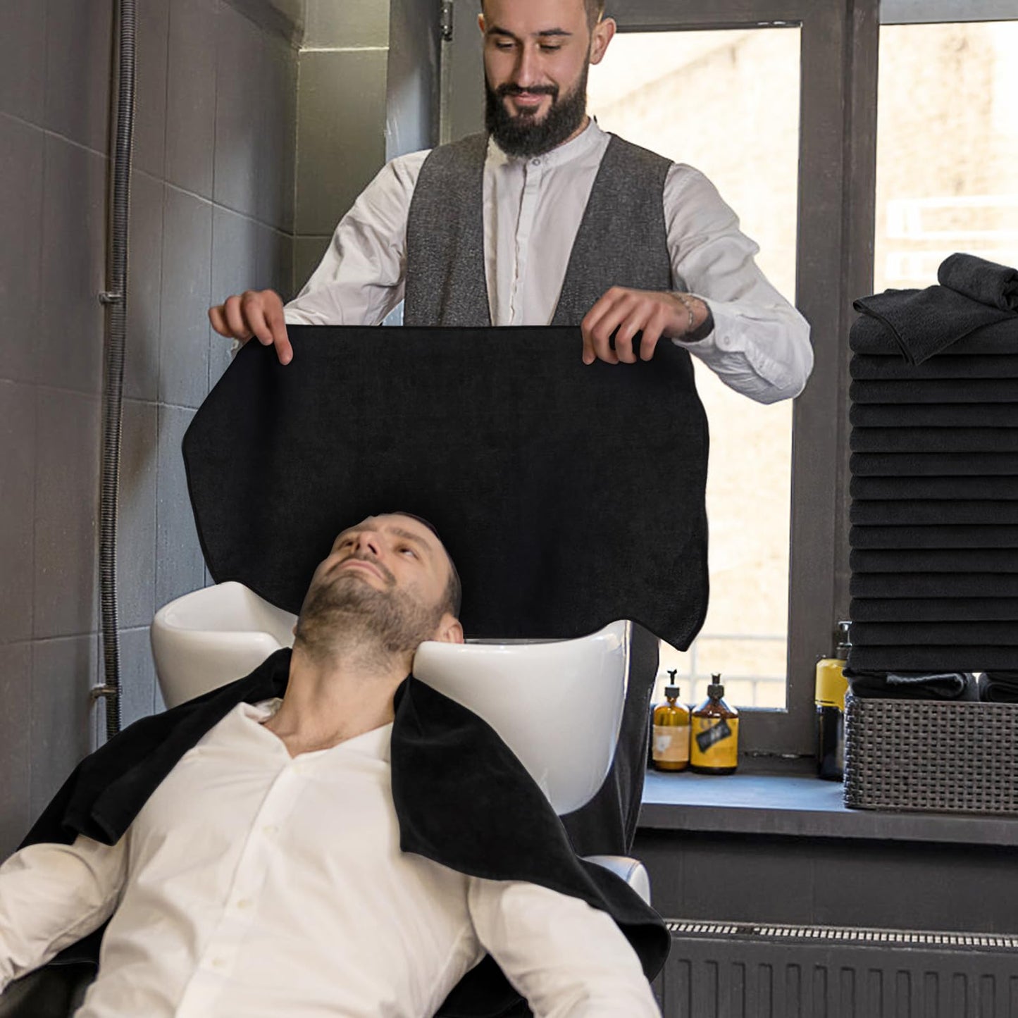 Professional barber towel set for spa and gym use