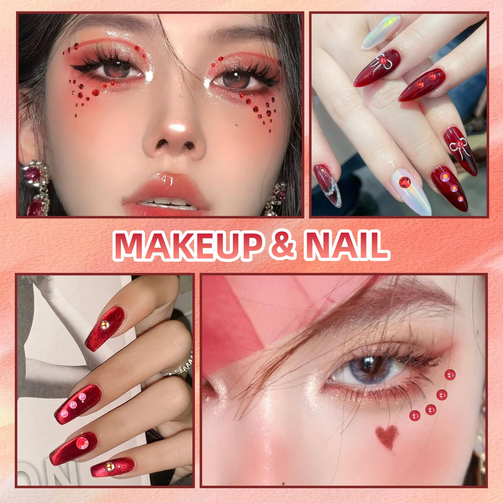 Professional nail art designs created with Tatiwoo flatback gems