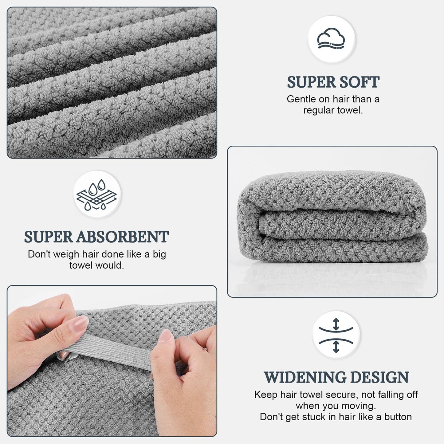 Beoffer microfiber hair towel showing large 41 by 24 inch size