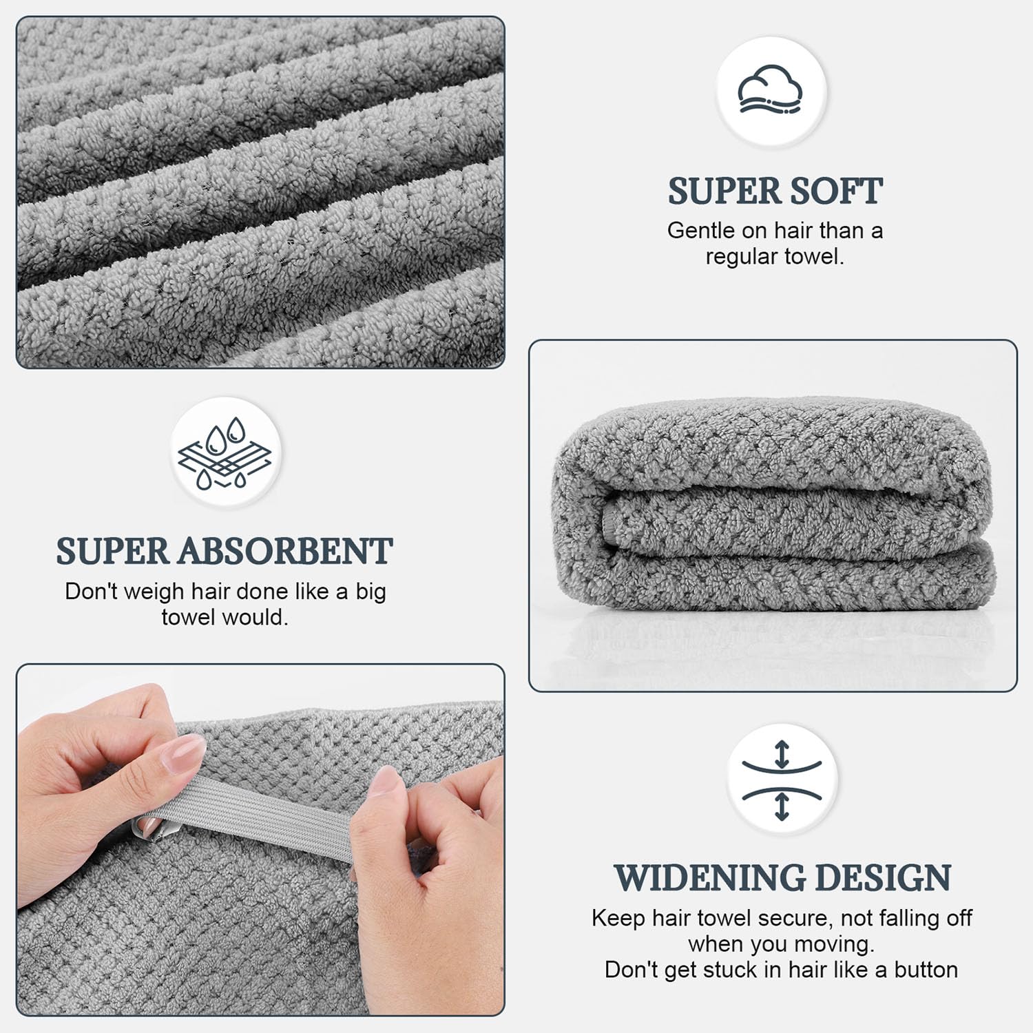 Beoffer microfiber hair towel showing large 41 by 24 inch size