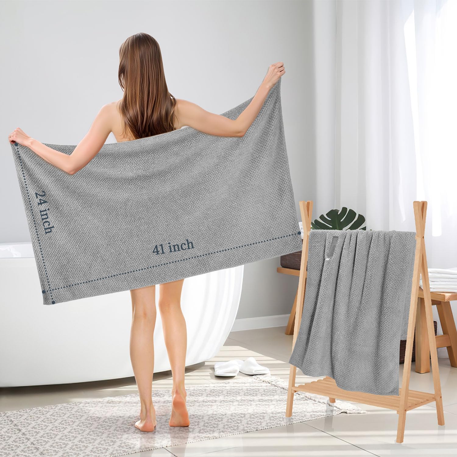 Beoffer hair towel wrap on long curly hair model