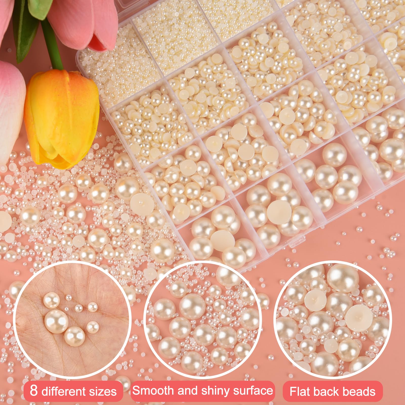 Variety of pearl sizes from the Neburora ivory kit