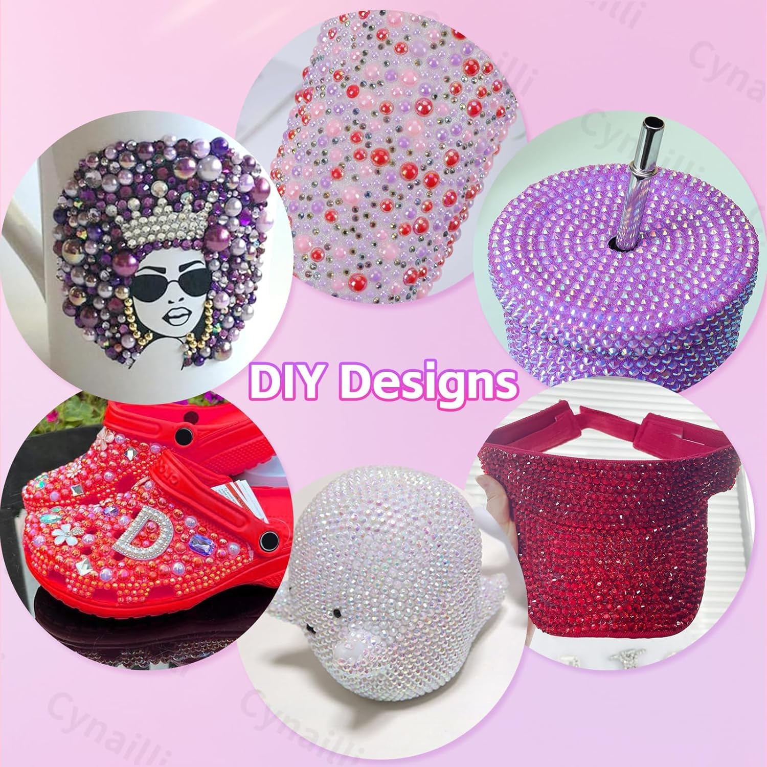 Collection of Tatiwoo flatback pearls arranged for phone case and accessory bedazzling