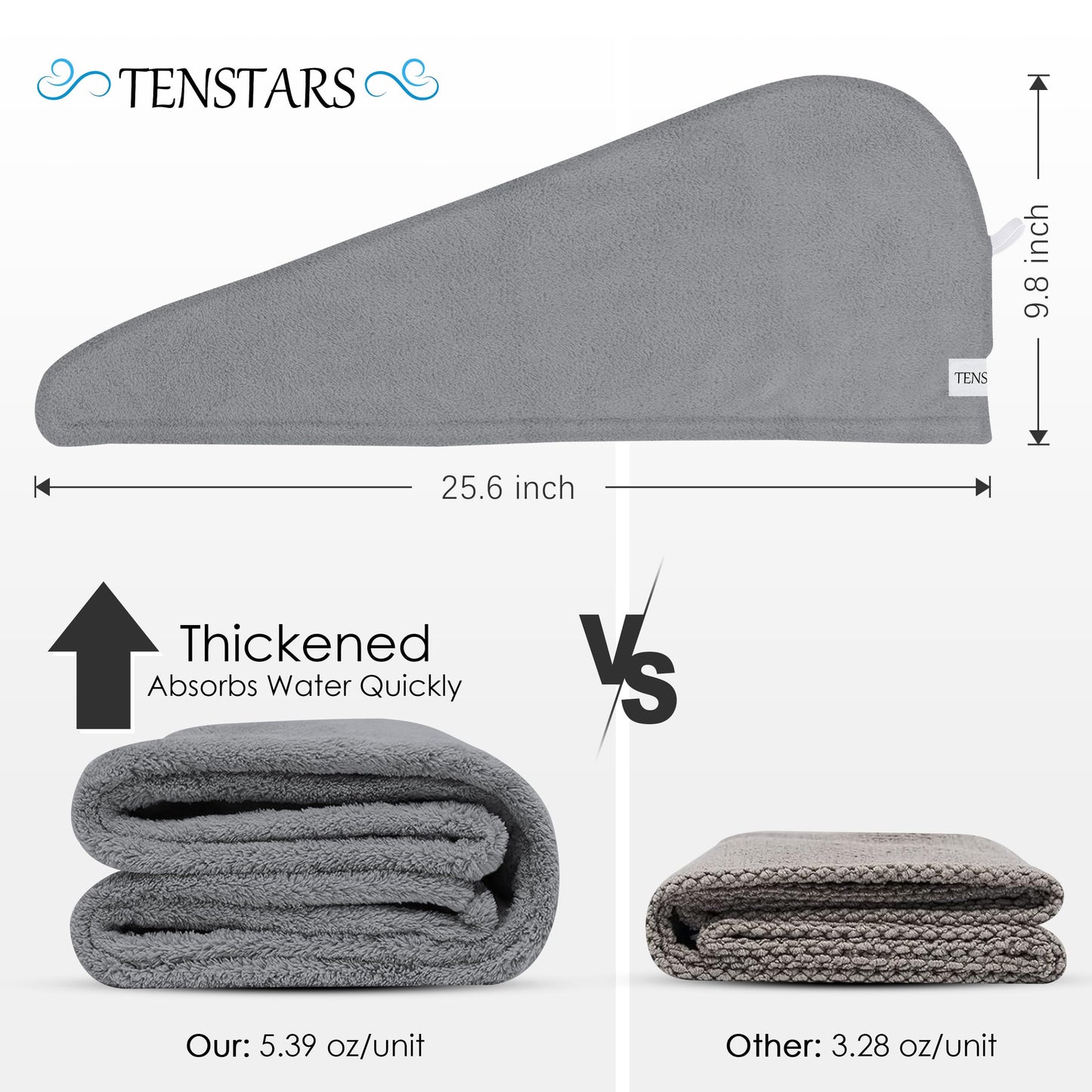 Tenstars quick dry hair turban set in various colors