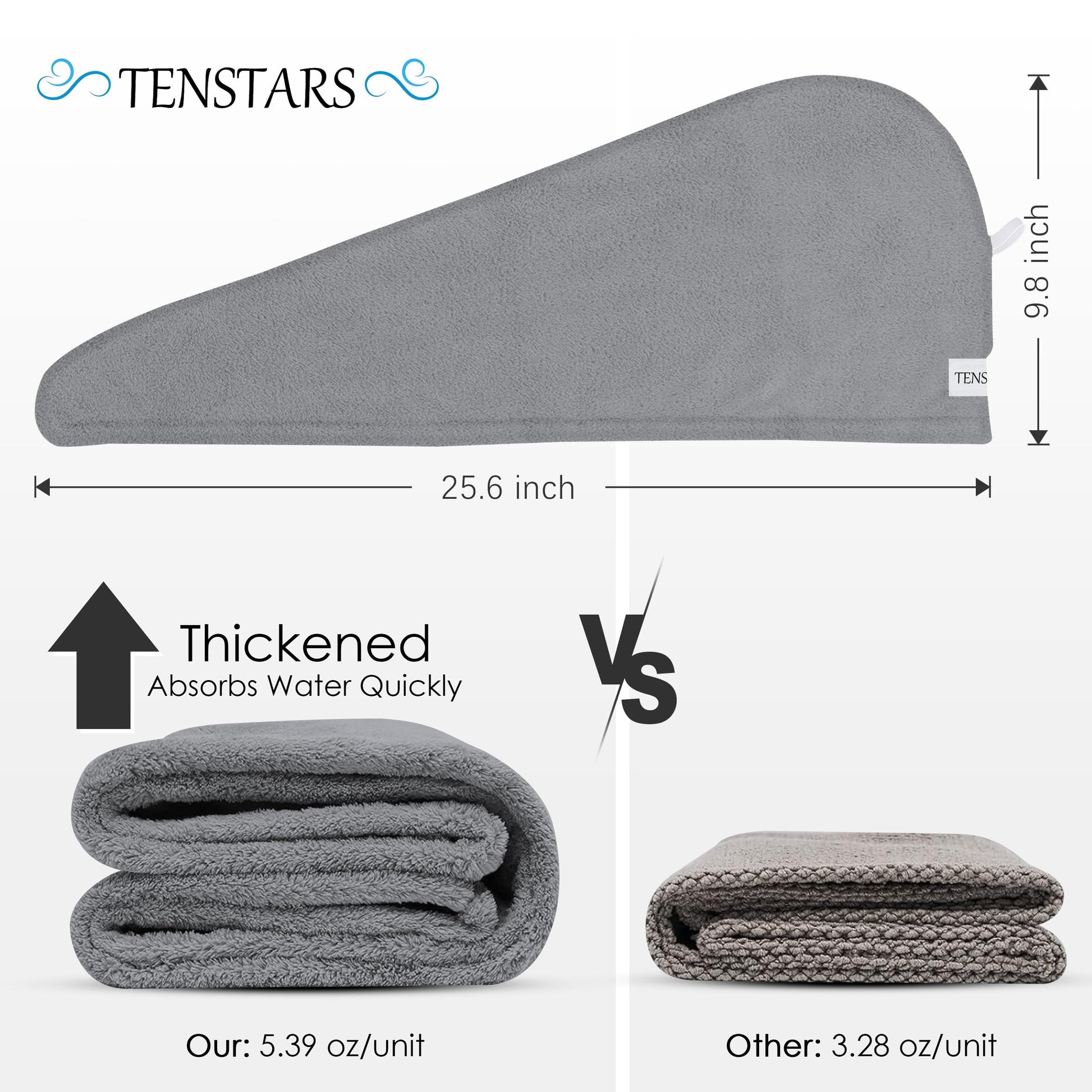 Tenstars quick dry hair turban set in various colors