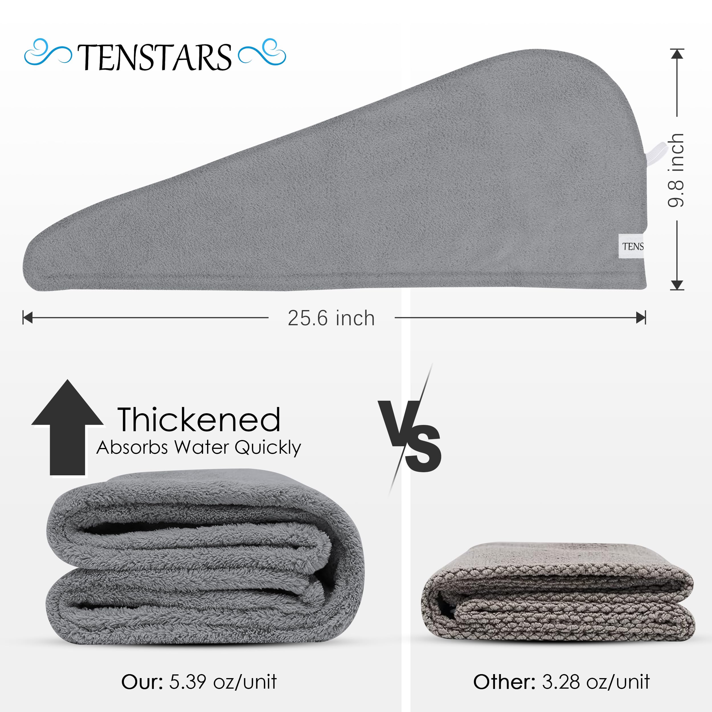 Tenstars quick dry hair turban set in various colors