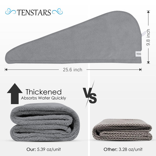 Tenstars quick dry hair turban set in various colors