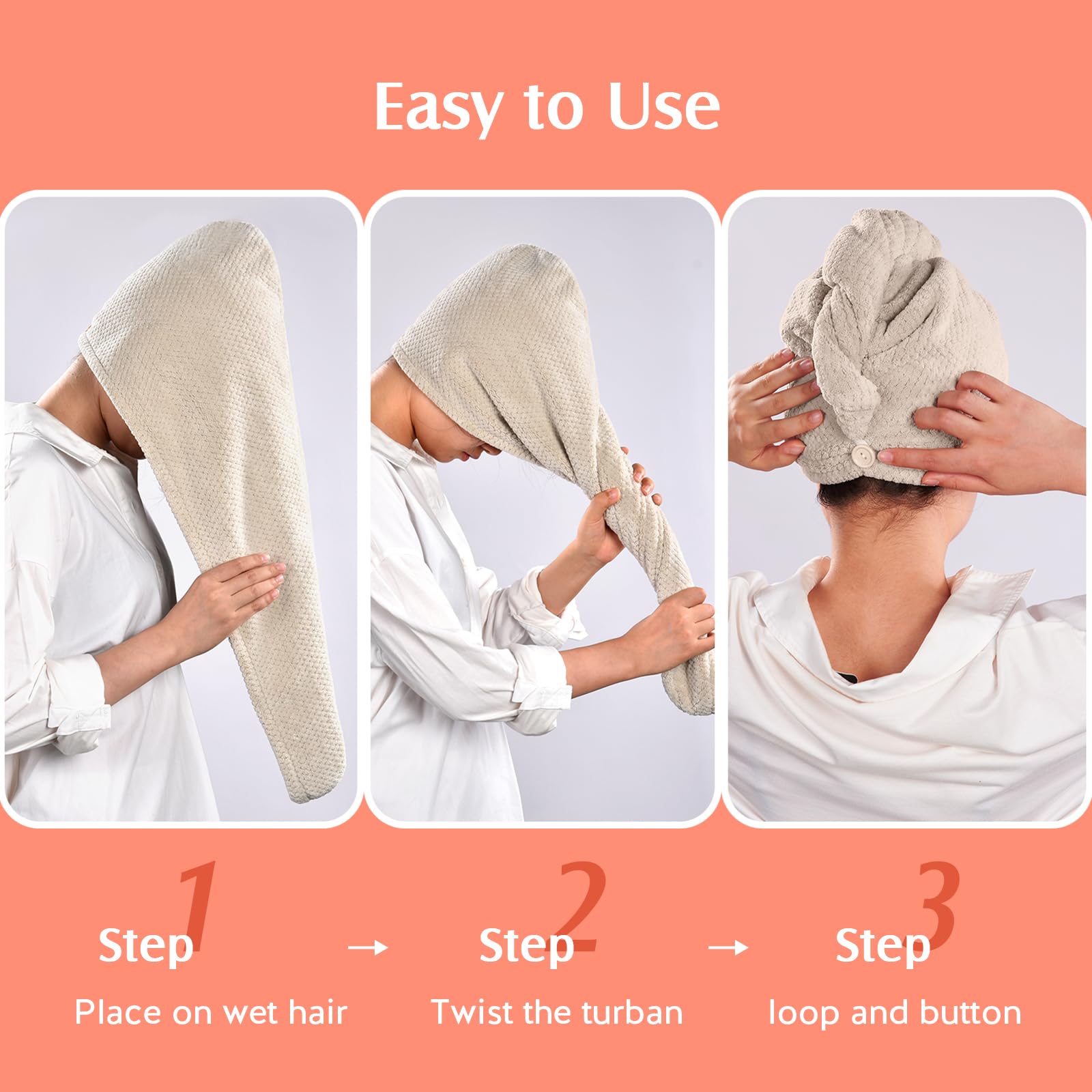 Instructions demonstration of Yfong hair towel wrap
