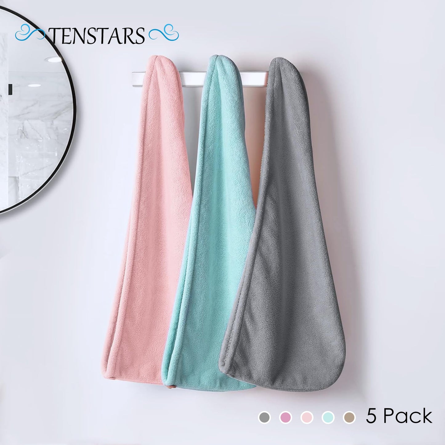 Side view of woman wearing Tenstars hair towel turban