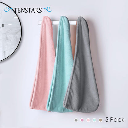 Side view of woman wearing Tenstars hair towel turban