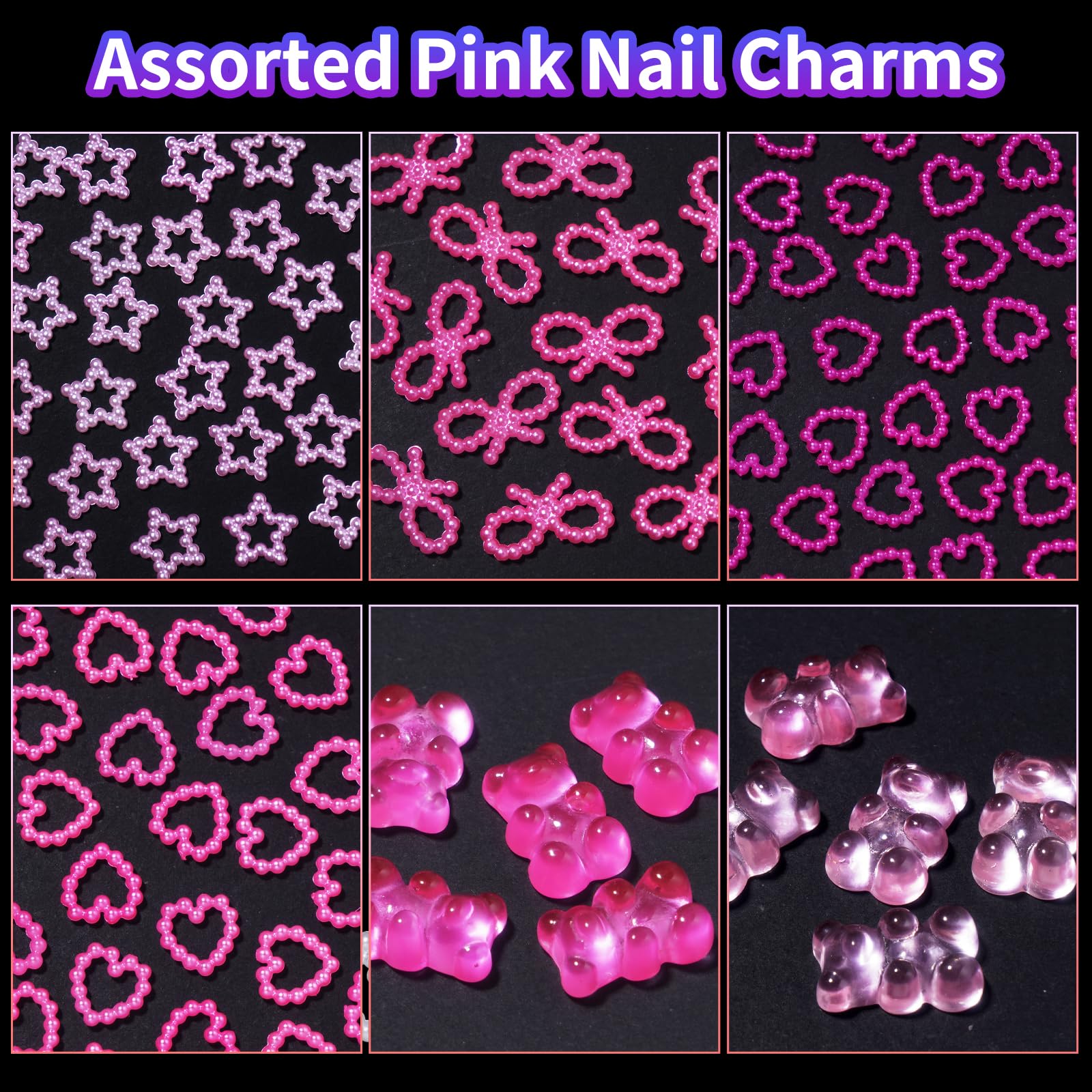 Tatiwoo nail charms assortment in 15 grid storage box