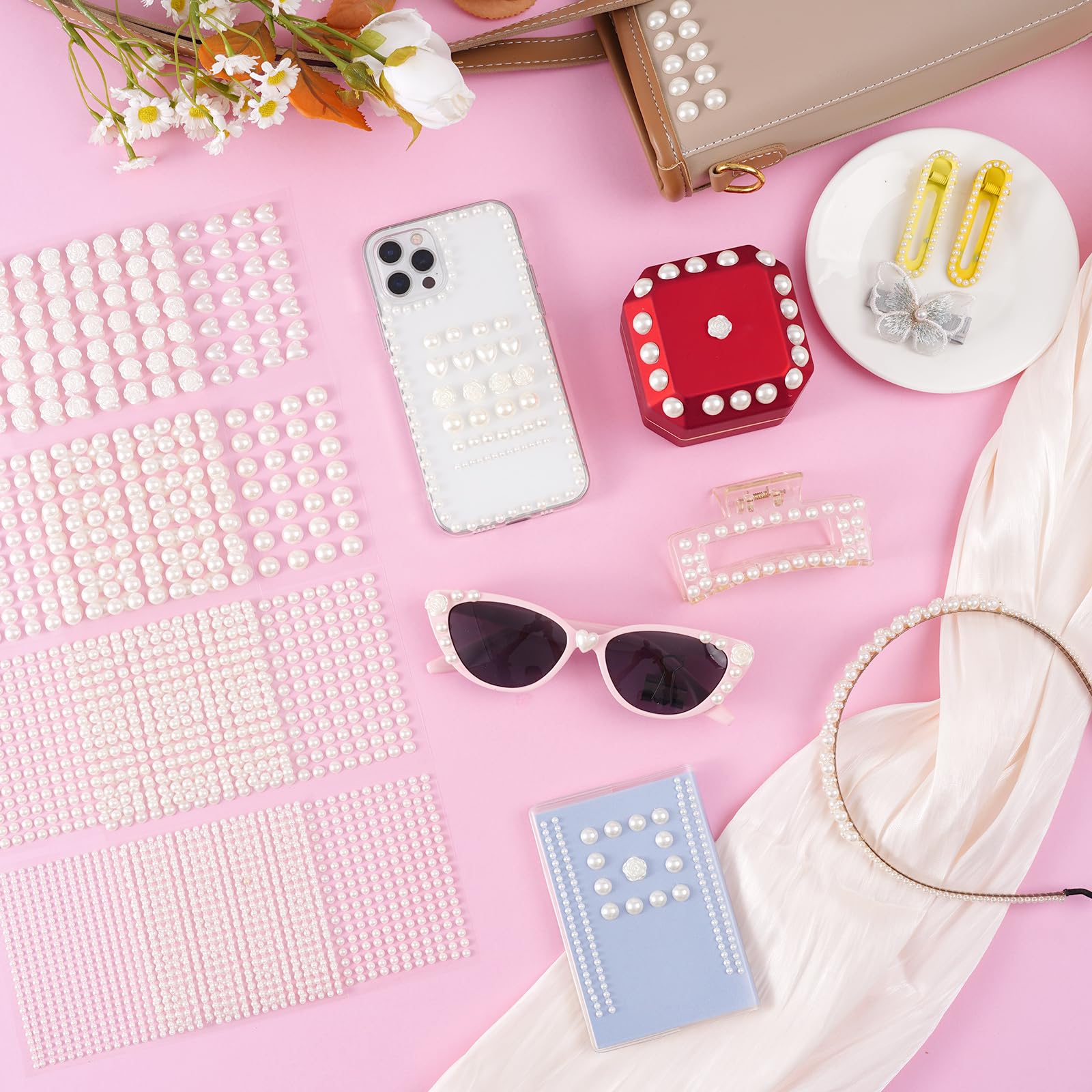 Pearl stickers used for intricate nail art designs