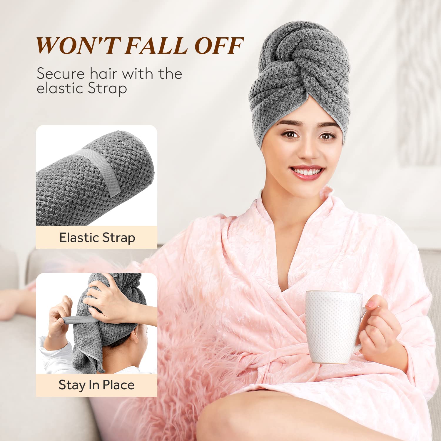Yfong absorbent hair towel texture detail close up