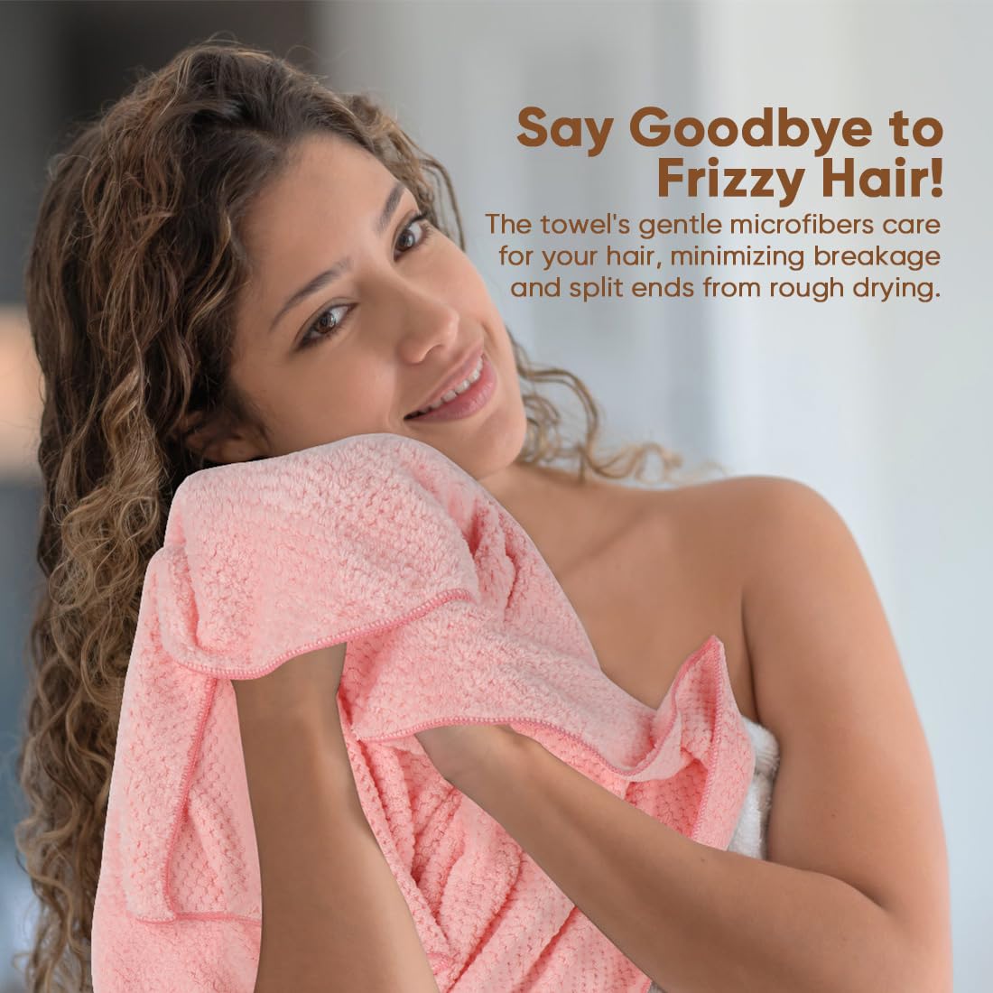 Folded Homexcel microfiber hair towels showing soft texture